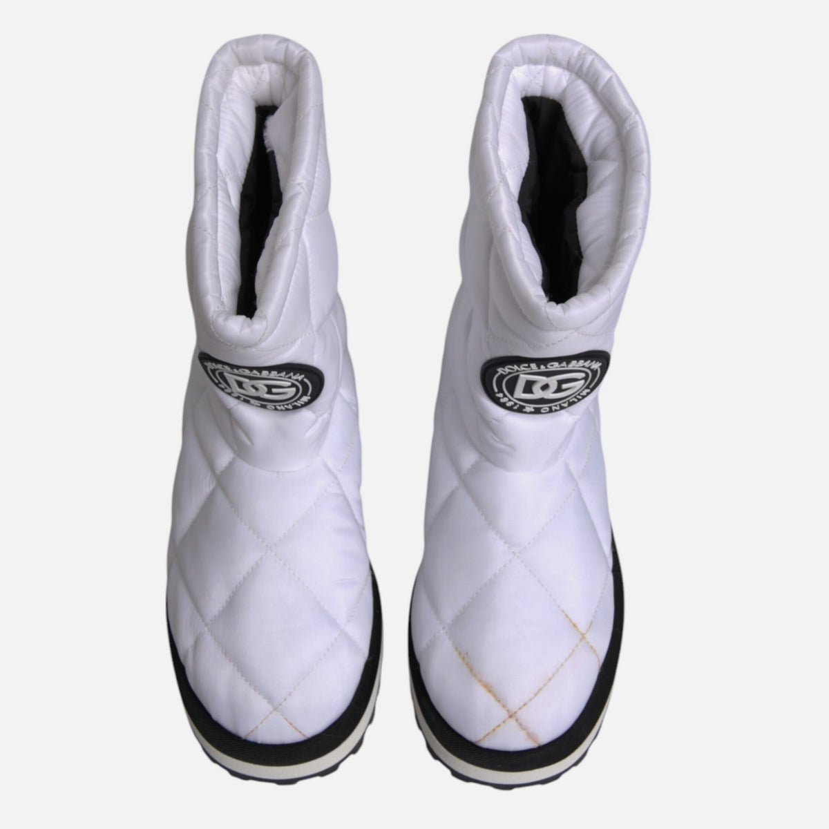 Dolce & Gabbana White Viscose Padded Mid Calf Boots Women's Shoes (Pre-Owned)