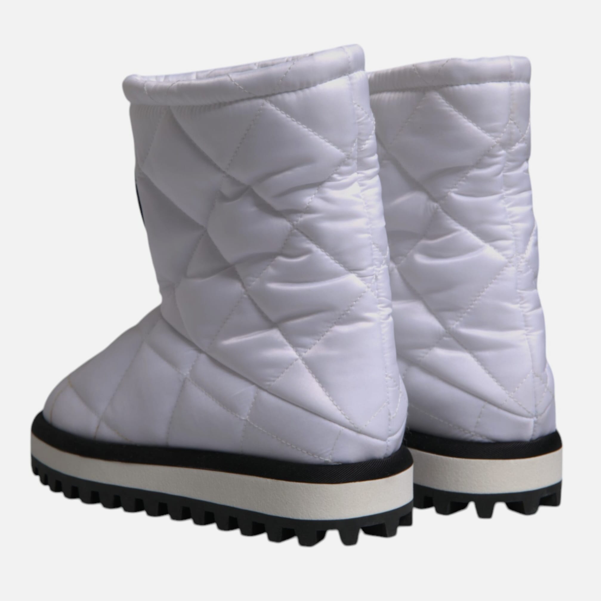 Dolce & Gabbana White Viscose Padded Mid Calf Boots Women's Shoes (Pre-Owned)