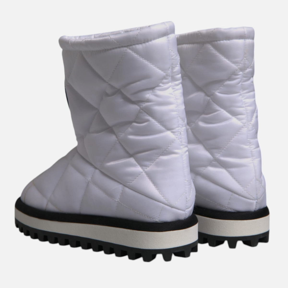 Dolce & Gabbana White Viscose Padded Mid Calf Boots Women's Shoes (Pre-Owned)
