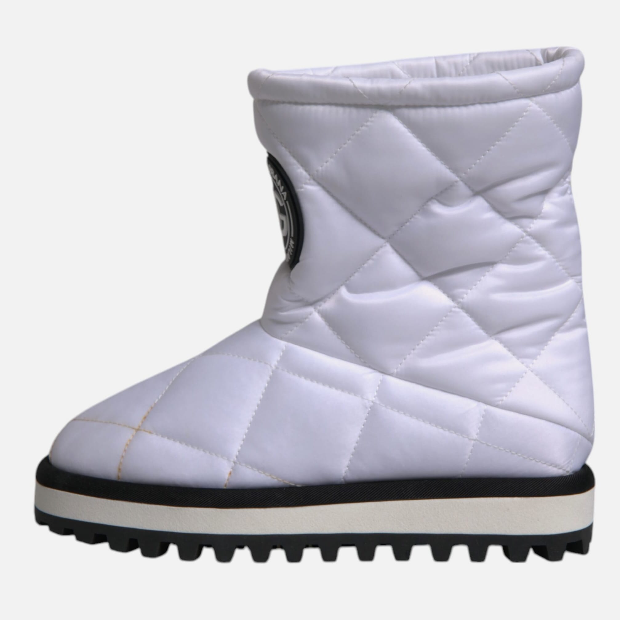 Dolce & Gabbana White Viscose Padded Mid Calf Boots Women's Shoes (Pre-Owned)