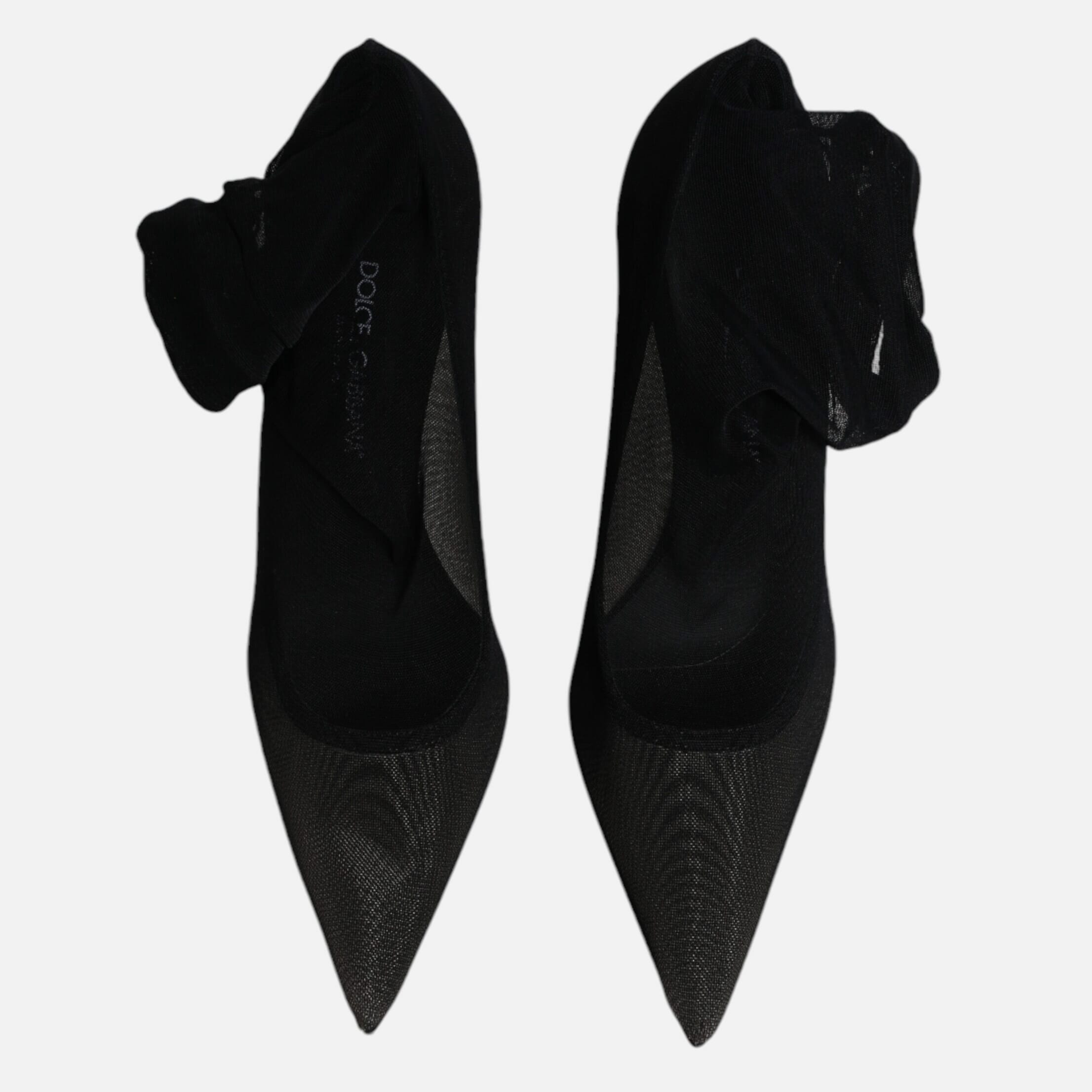 Dolce & Gabbana Black Viscose Mesh Sock Style Boots Women's Shoes (Pre-Owned)