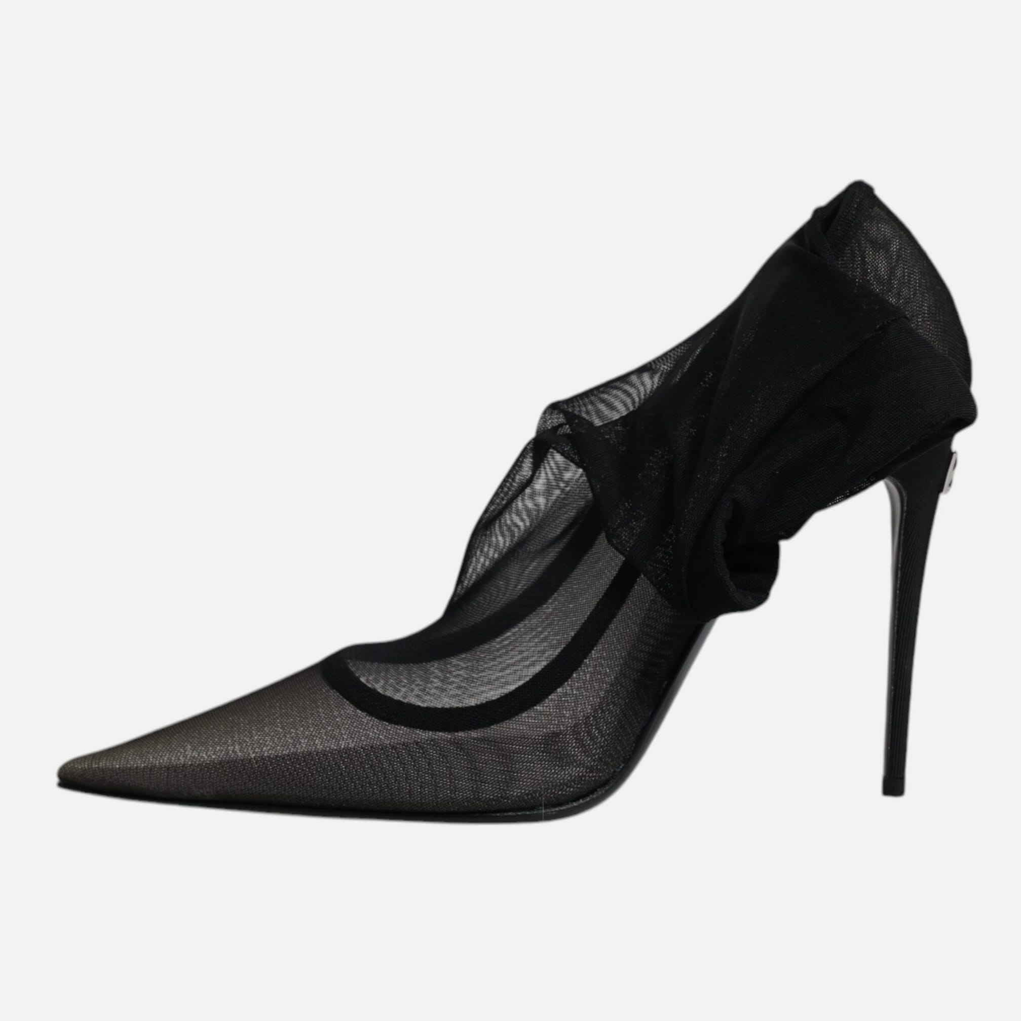 Dolce & Gabbana Black Viscose Mesh Sock Style Boots Women's Shoes (Pre-Owned)