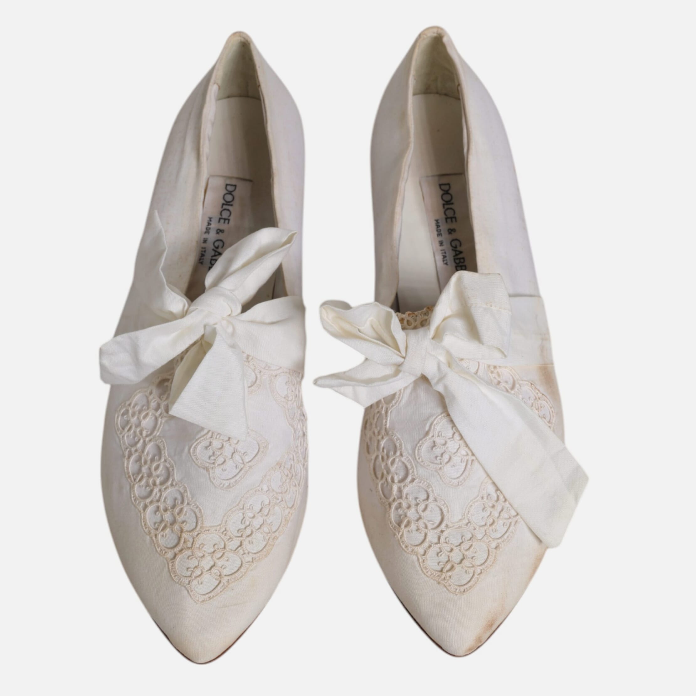 Dolce & Gabbana White Ribbon Fabric Ballerina Flats Women's Shoes (Pre-Owned)