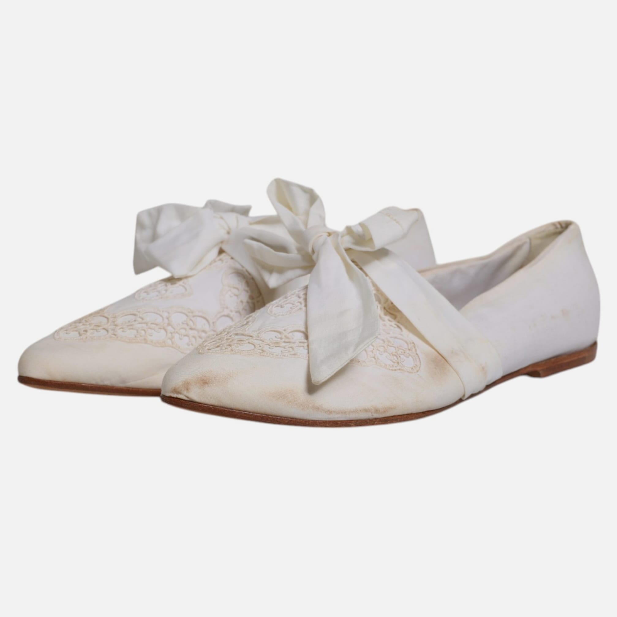 Dolce & Gabbana White Ribbon Fabric Ballerina Flats Women's Shoes (Pre-Owned)