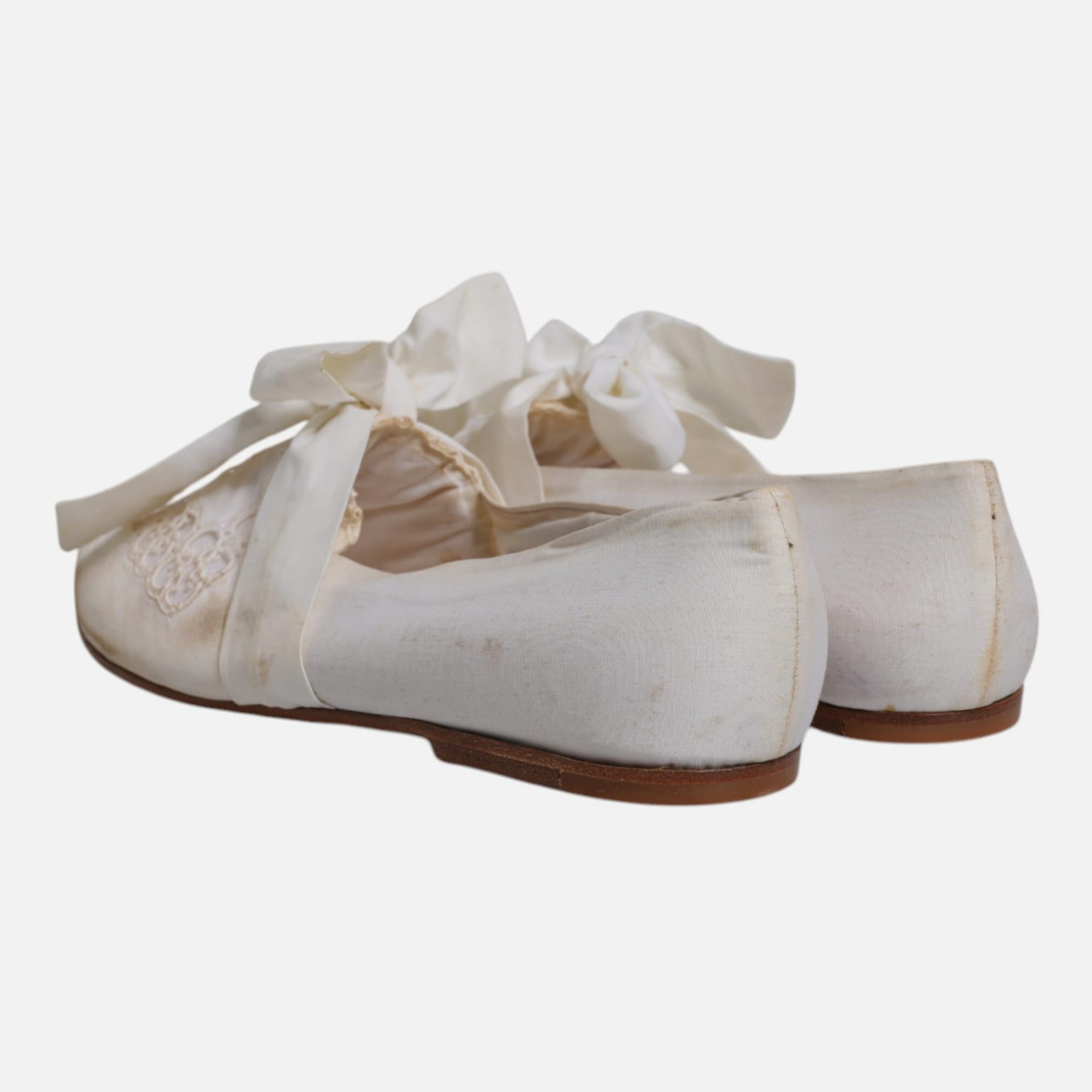 Dolce & Gabbana White Ribbon Fabric Ballerina Flats Women's Shoes (Pre-Owned)