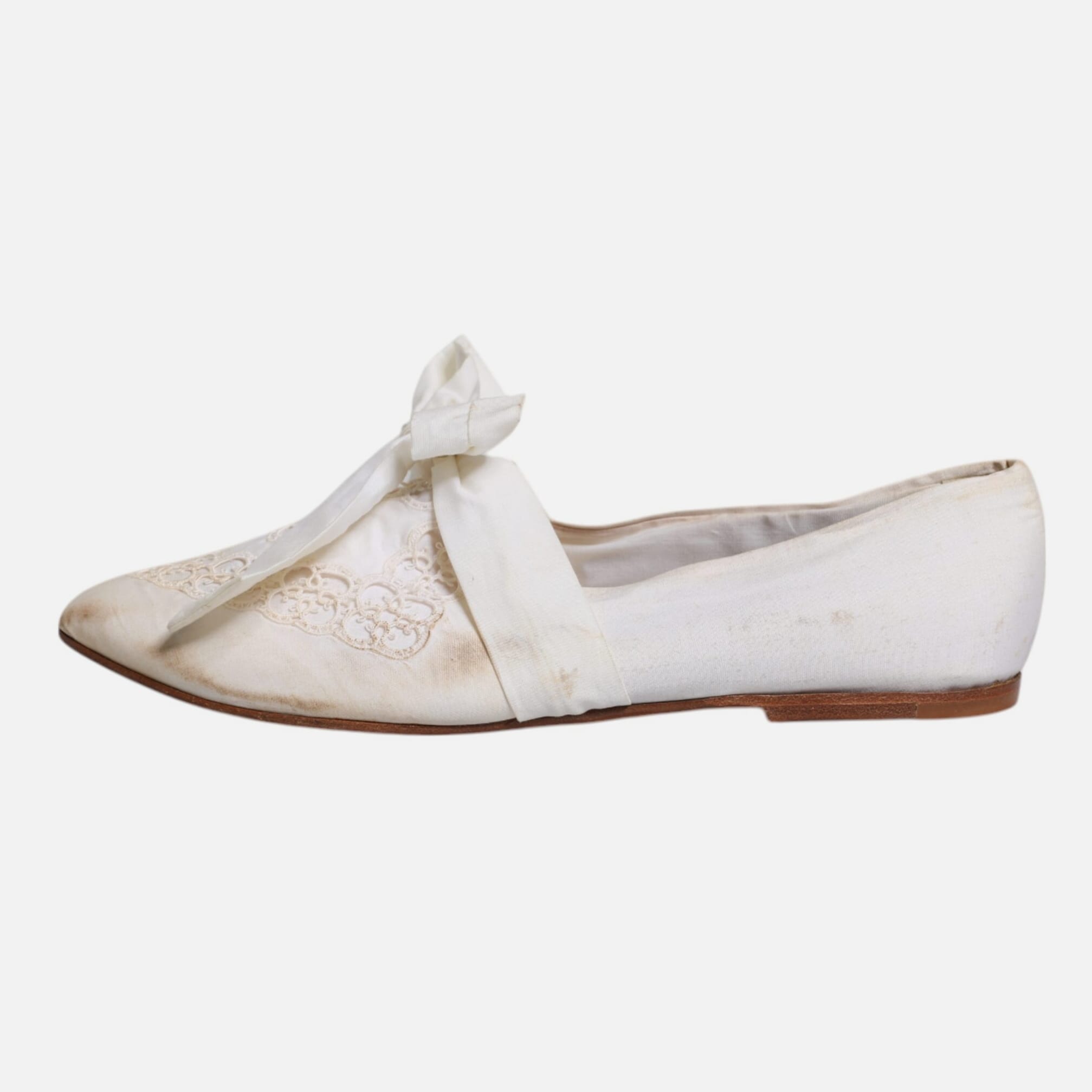 Dolce & Gabbana White Ribbon Fabric Ballerina Flats Women's Shoes (Pre-Owned)