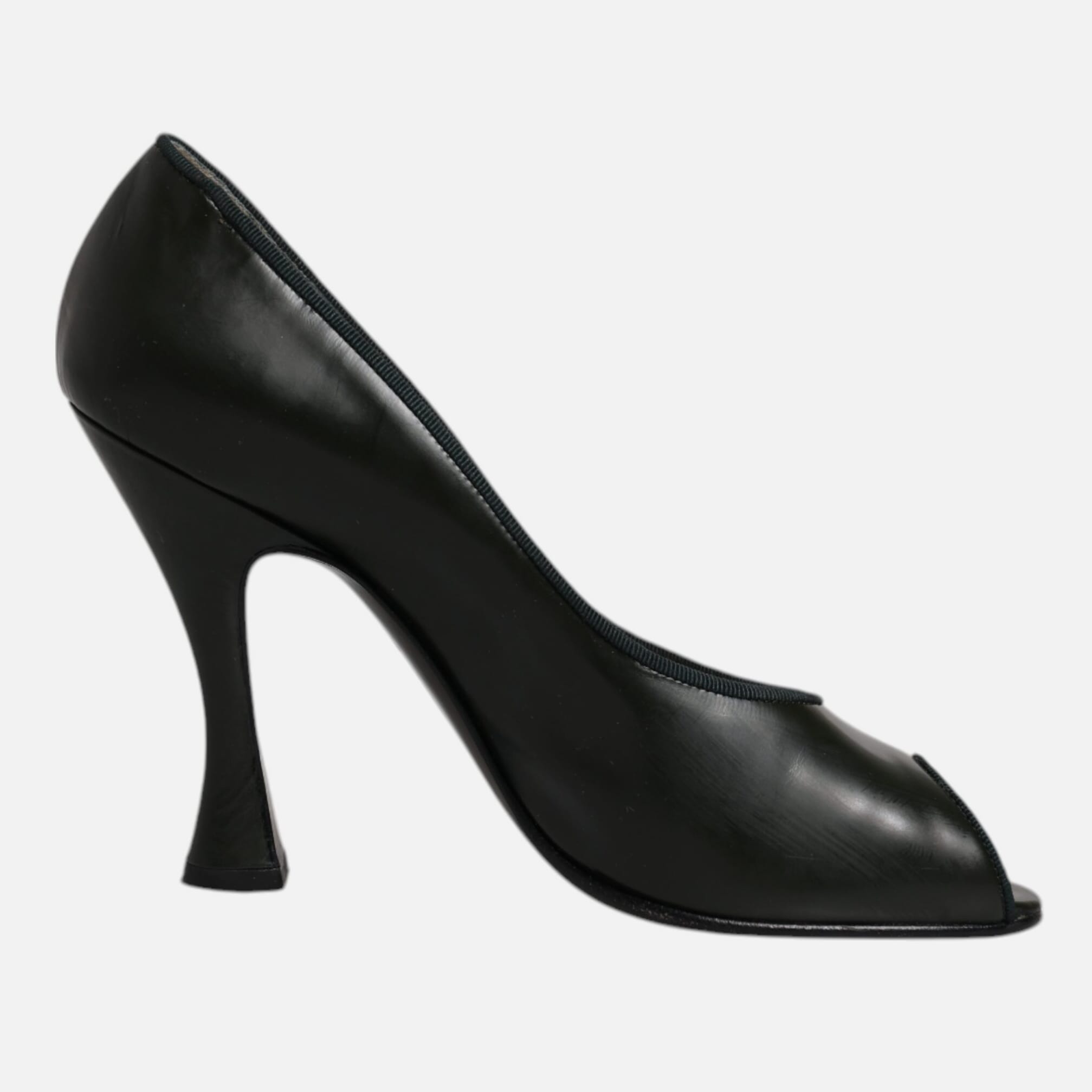 Dolce & Gabbana Green Leather Peep Toe Heels Pumps Women's Shoes (Pre-Owned)