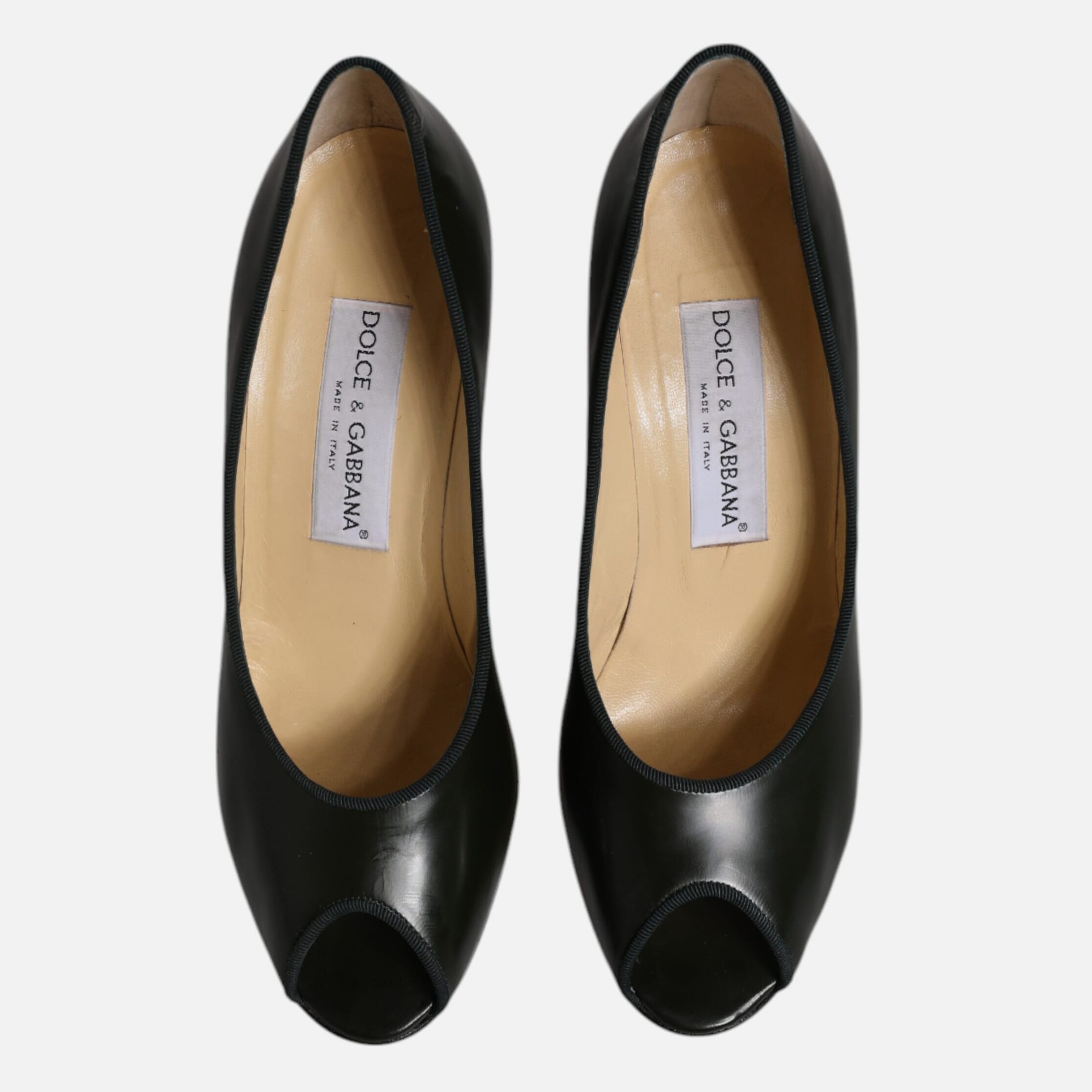 Dolce & Gabbana Green Leather Peep Toe Heels Pumps Women's Shoes (Pre-Owned)