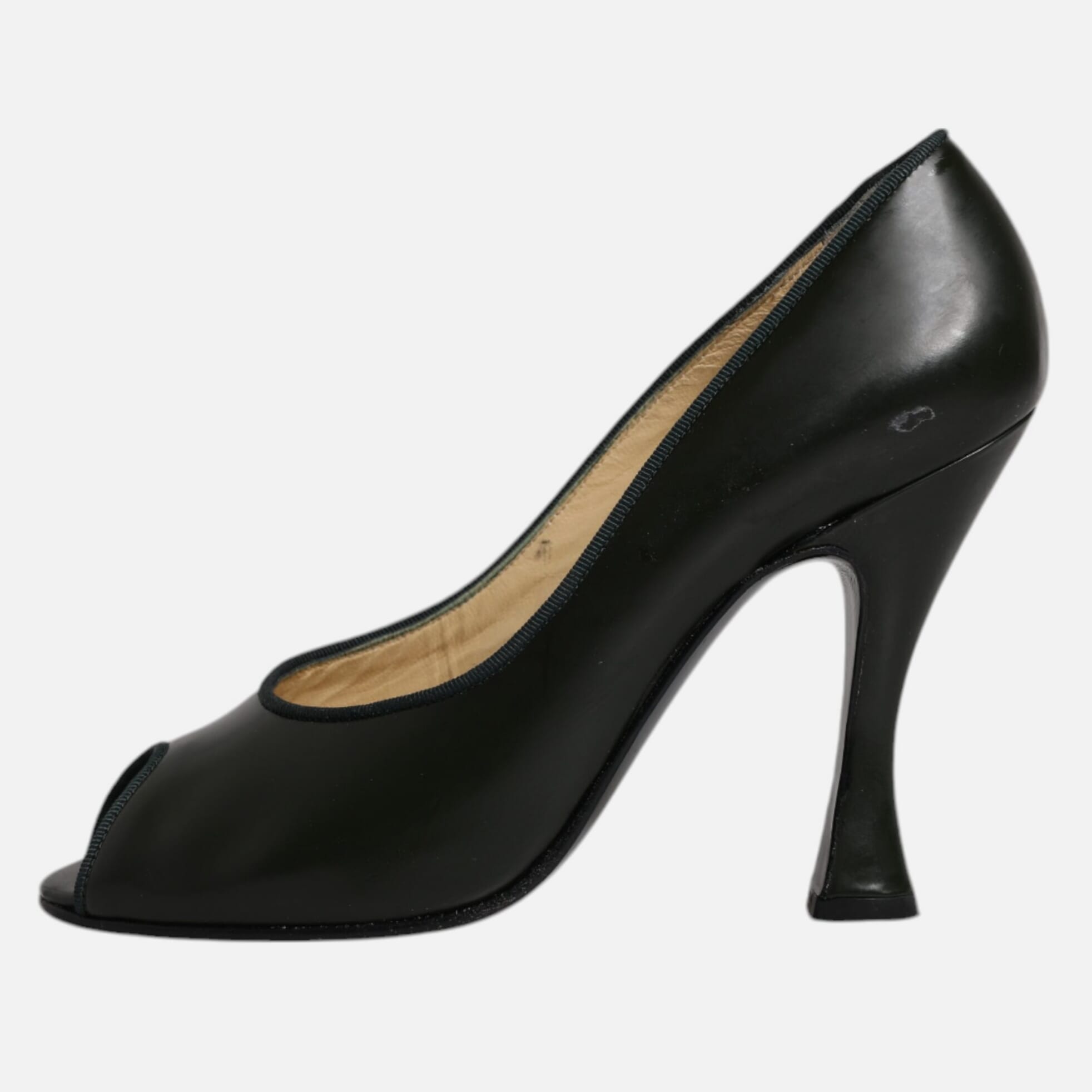 Dolce & Gabbana Green Leather Peep Toe Heels Pumps Women's Shoes (Pre-Owned)