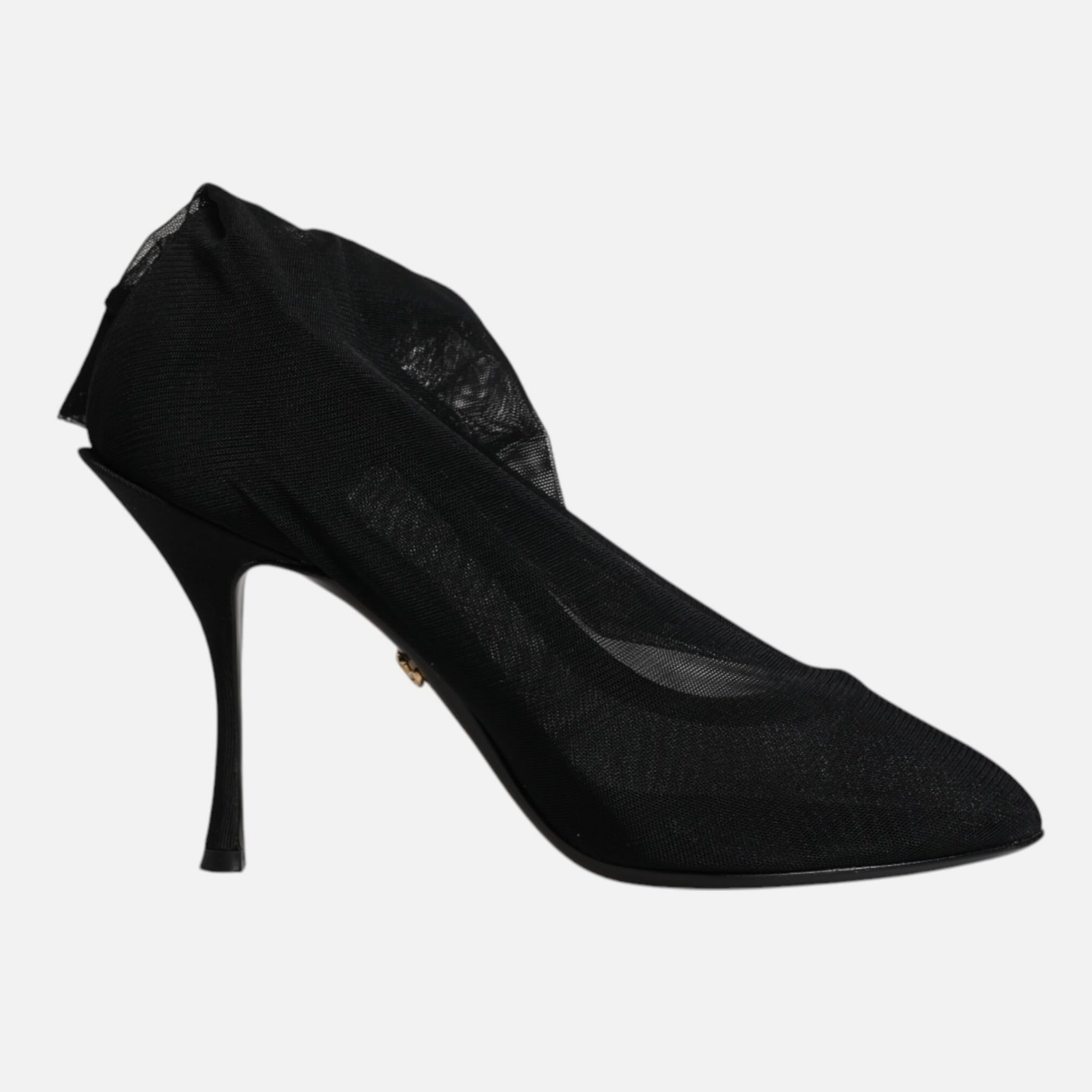 Dolce & Gabbana Black Silk Mesh Sock Style Boots Women's Shoes (Pre-Owned)