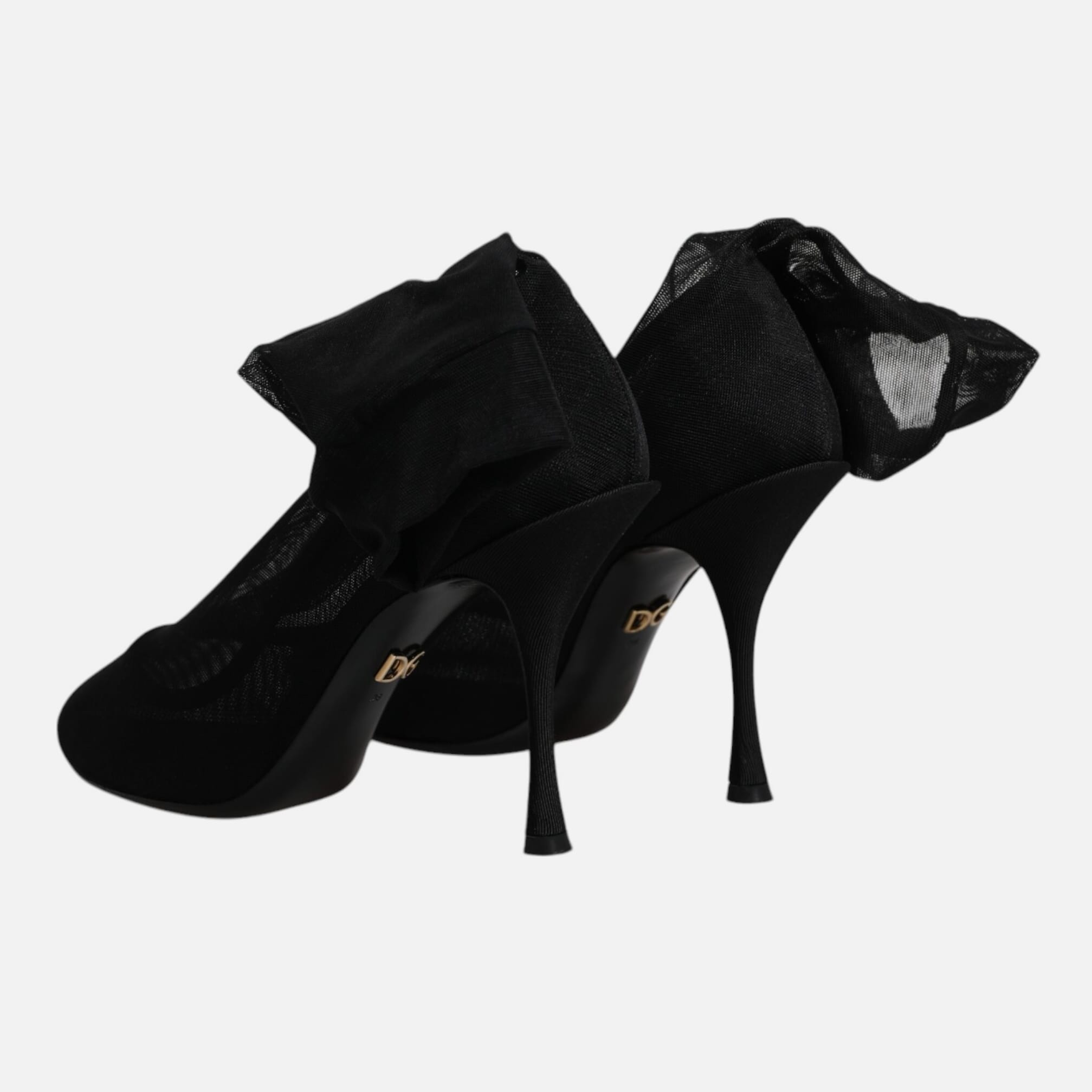 Dolce & Gabbana Black Silk Mesh Sock Style Boots Women's Shoes (Pre-Owned)