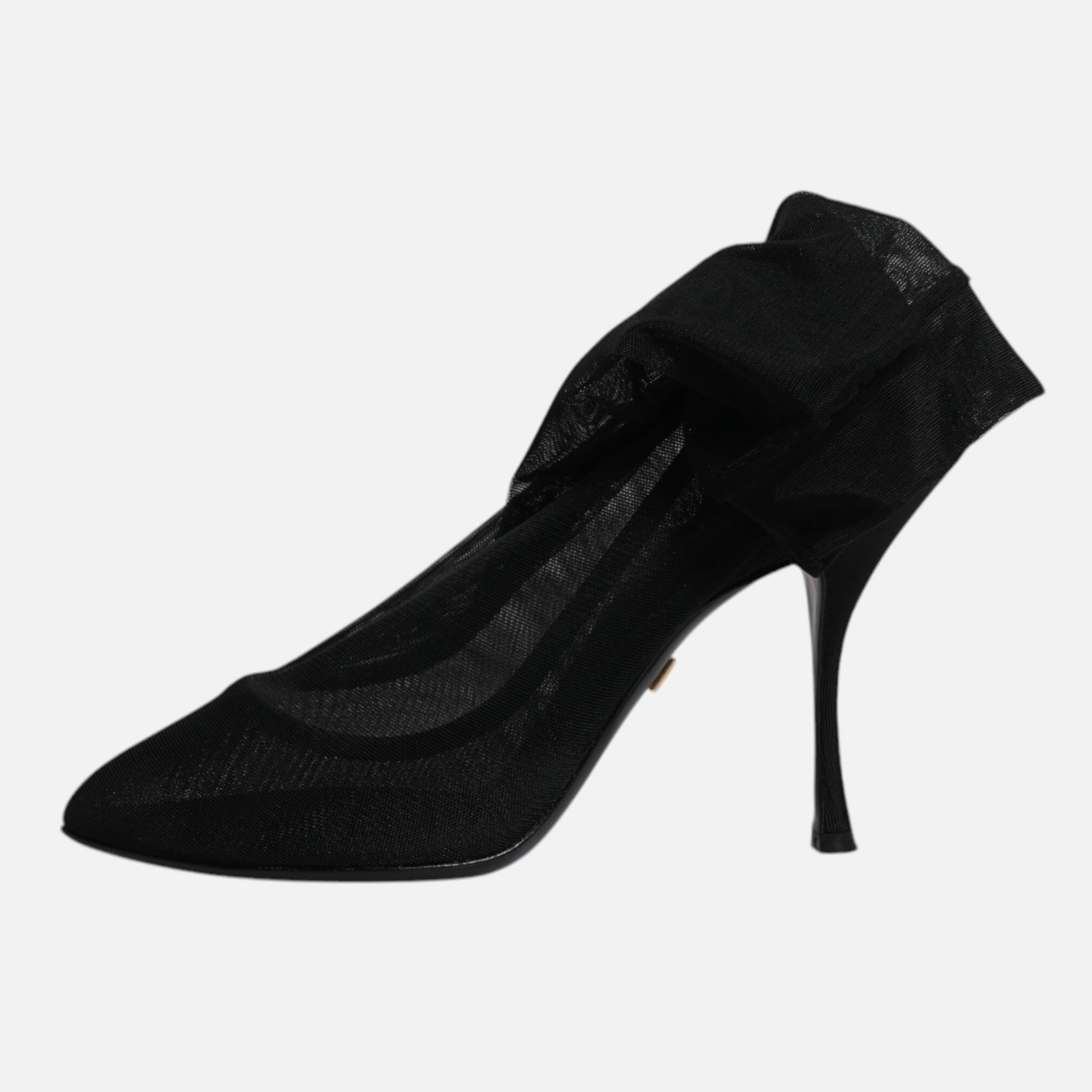 Dolce & Gabbana Black Silk Mesh Sock Style Boots Women's Shoes (Pre-Owned)