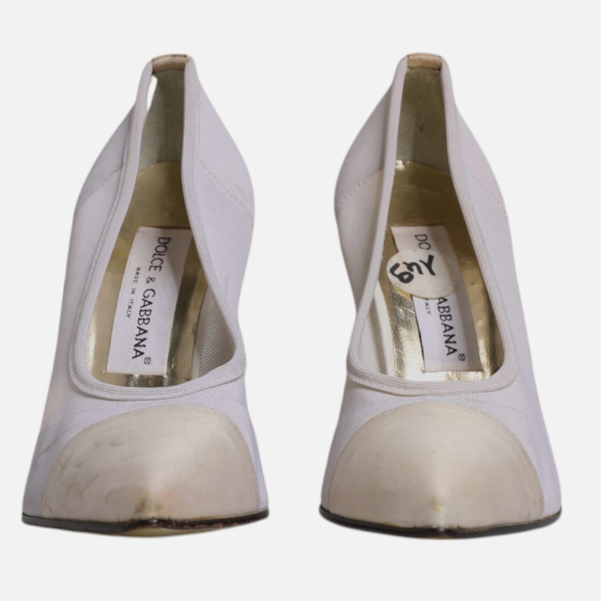 Dolce & Gabbana White Beige Leather High Heels Pumps Women's Shoes (Pre-Owned)