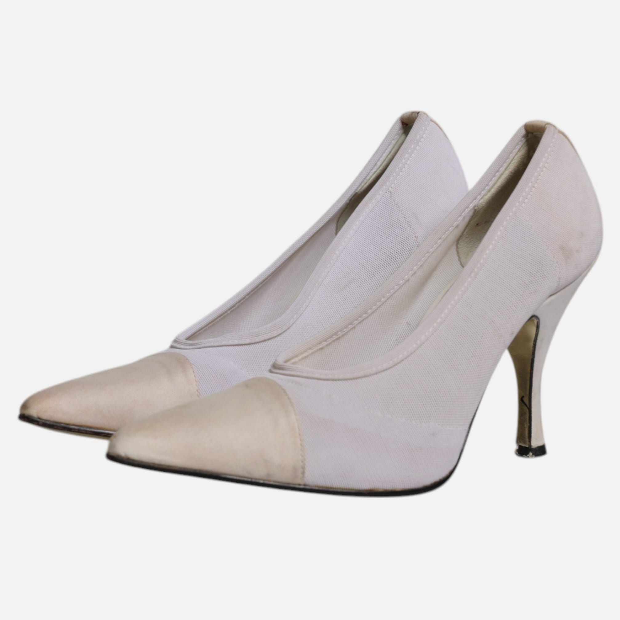 Dolce & Gabbana White Beige Leather High Heels Pumps Women's Shoes (Pre-Owned)