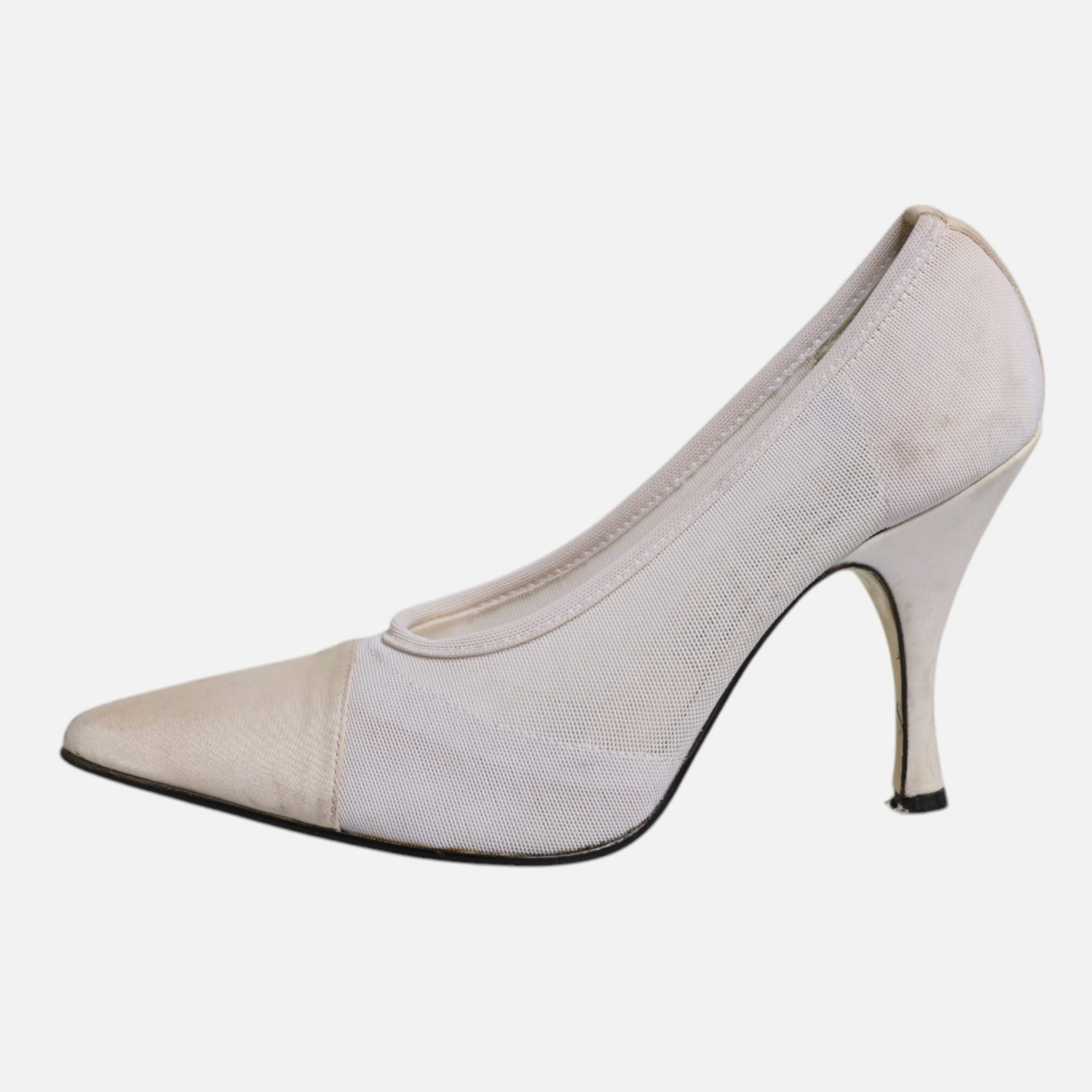 Dolce & Gabbana White Beige Leather High Heels Pumps Women's Shoes (Pre-Owned)