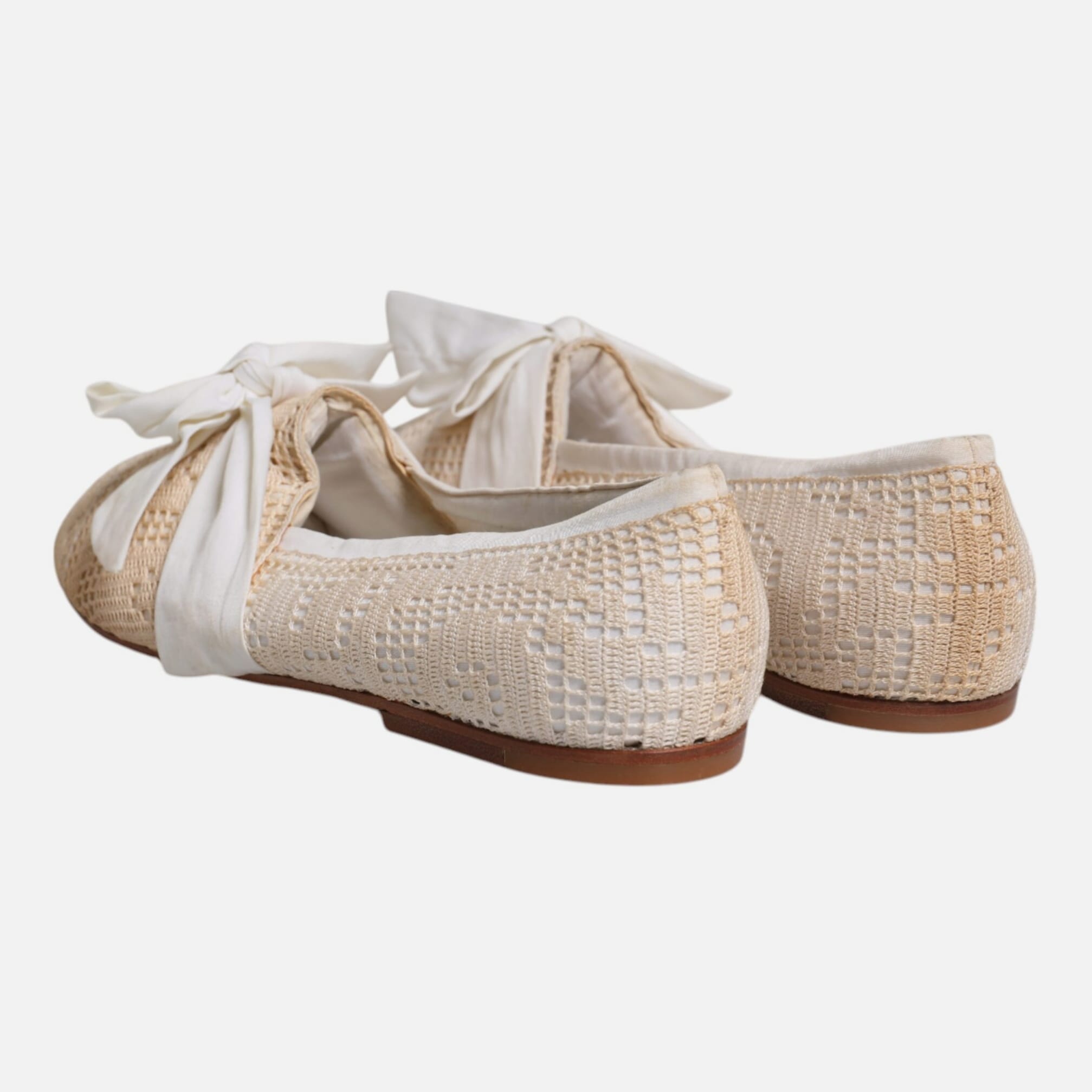 Dolce & Gabbana Beige Ribbon Fabric Ballerina Flats Women's Shoes (Pre-Owned)