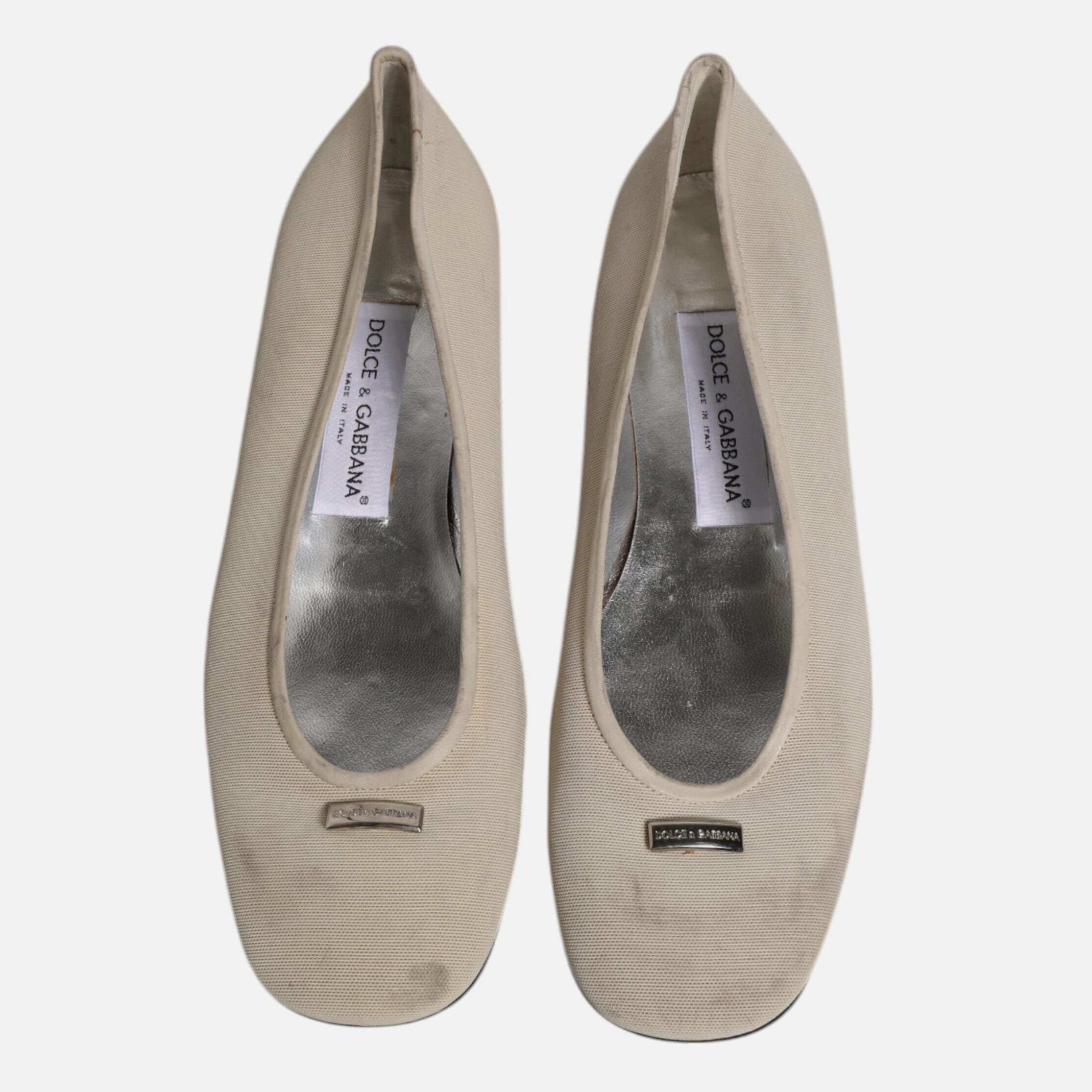 Dolce & Gabbana Beige Fabric Slip On Ballerina Flats Women's Shoes (Pre-Owned)