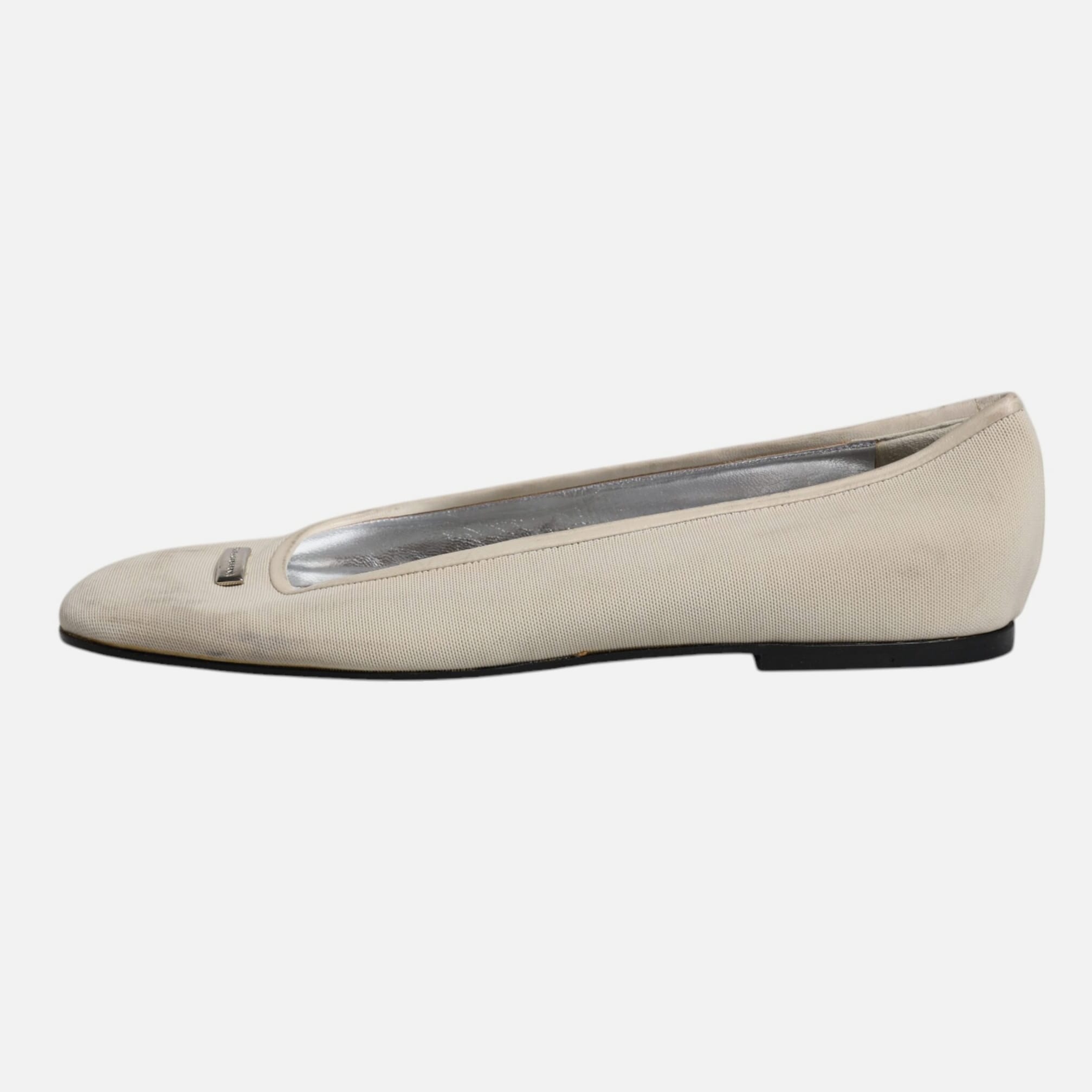 Dolce & Gabbana Beige Fabric Slip On Ballerina Flats Women's Shoes (Pre-Owned)