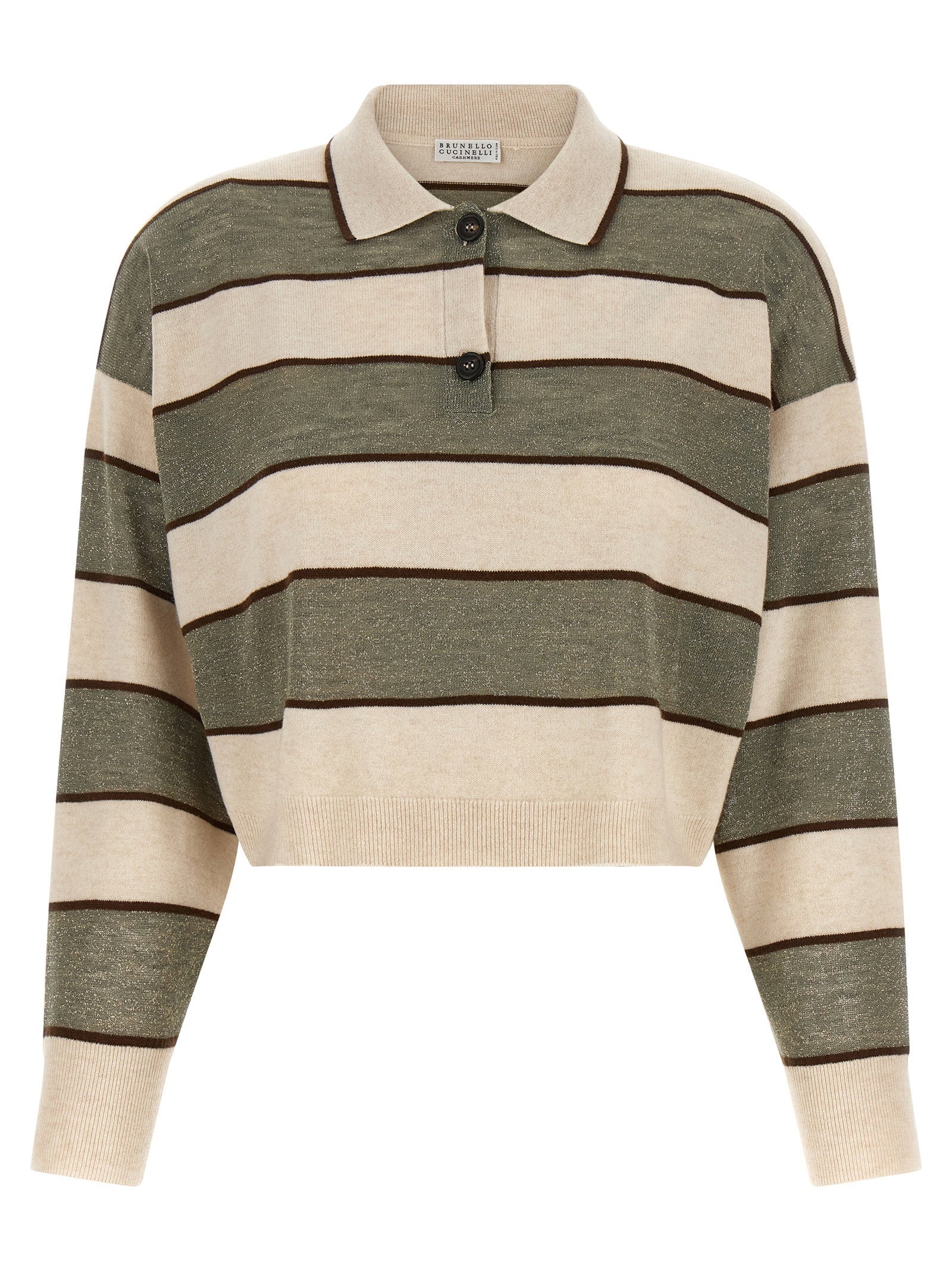 Brunello Cucinelli Women's Sparkling Stripes Polo Shirt