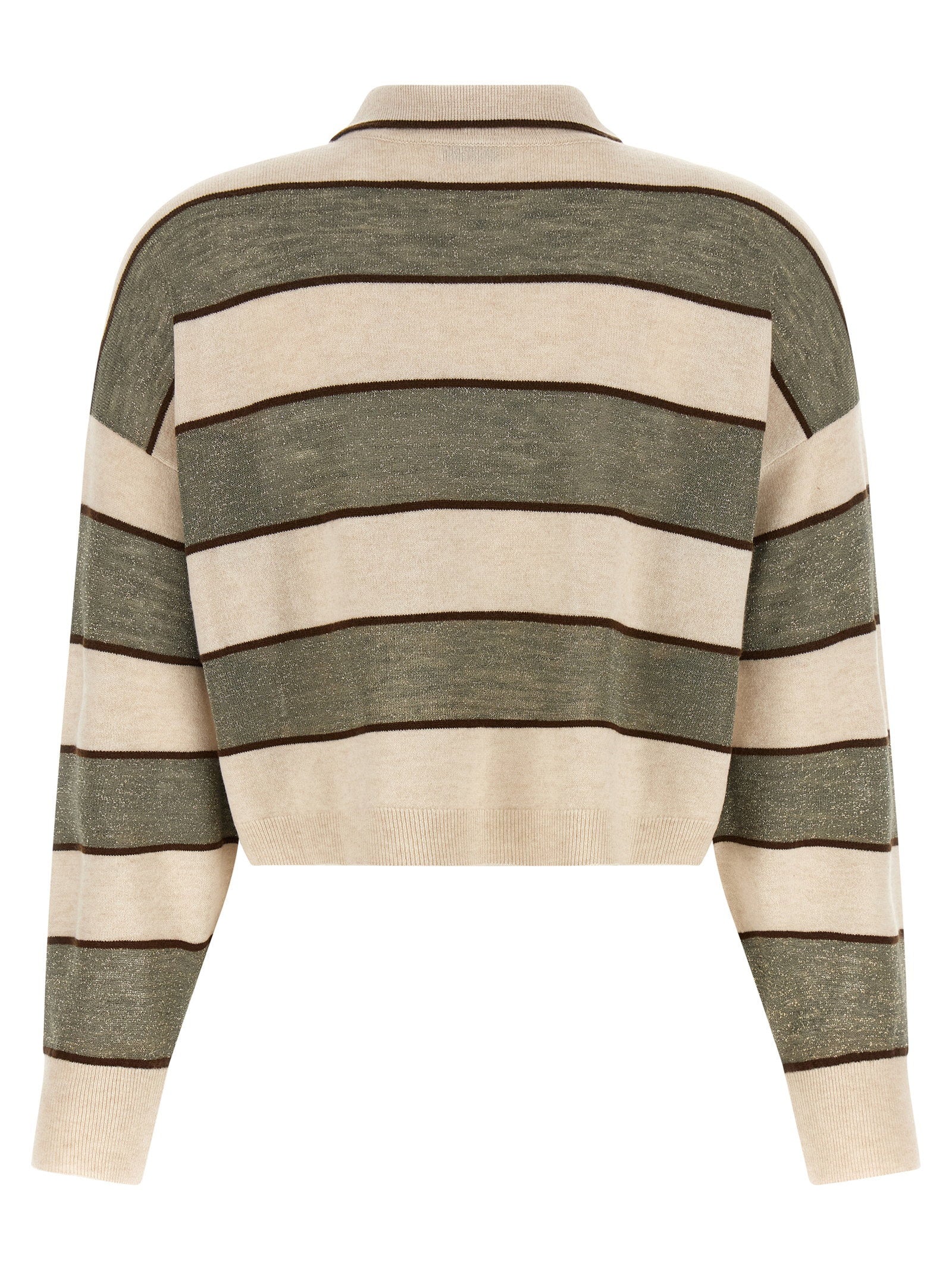 Brunello Cucinelli Women's Sparkling Stripes Polo Shirt