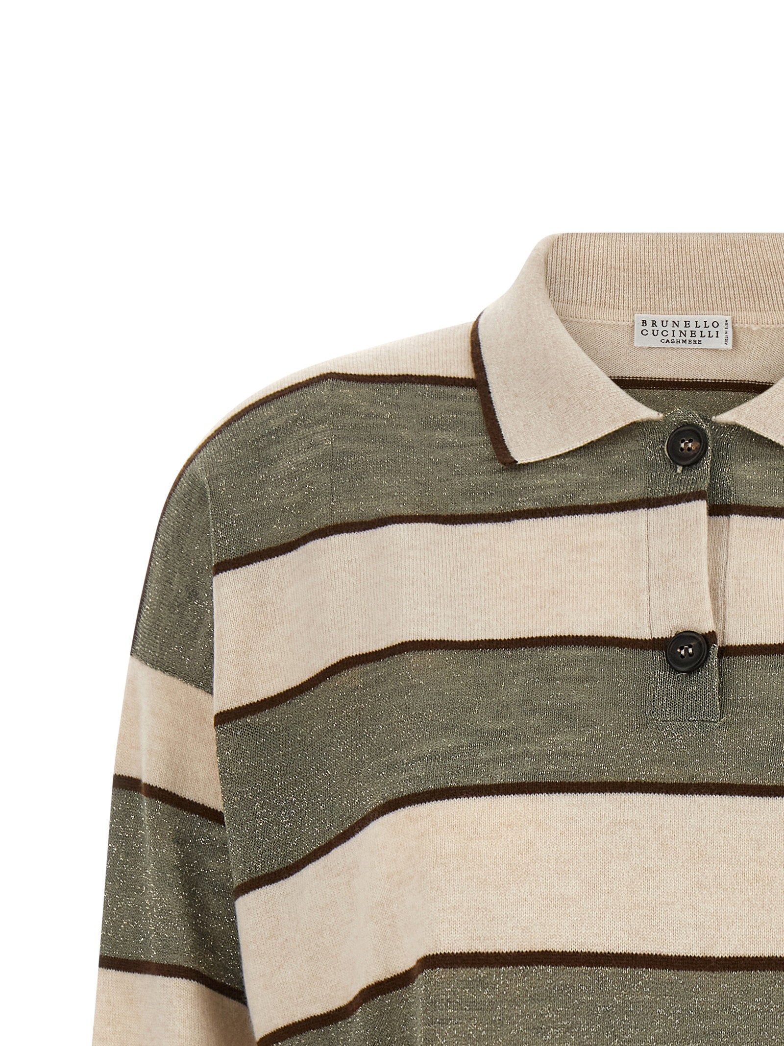 Brunello Cucinelli Women's Sparkling Stripes Polo Shirt