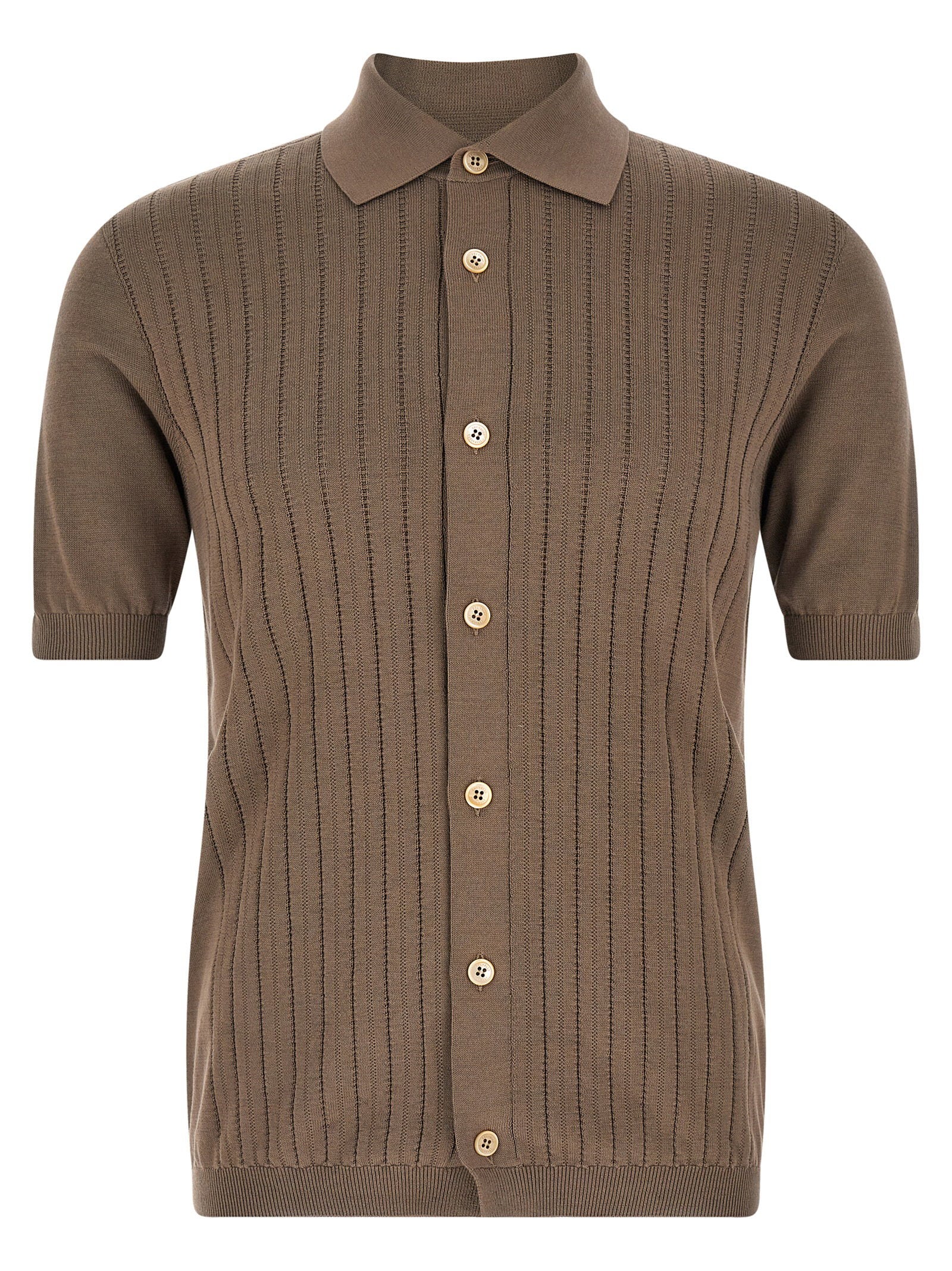Brunello Cucinelli Men's Operated Ribbed Shirt