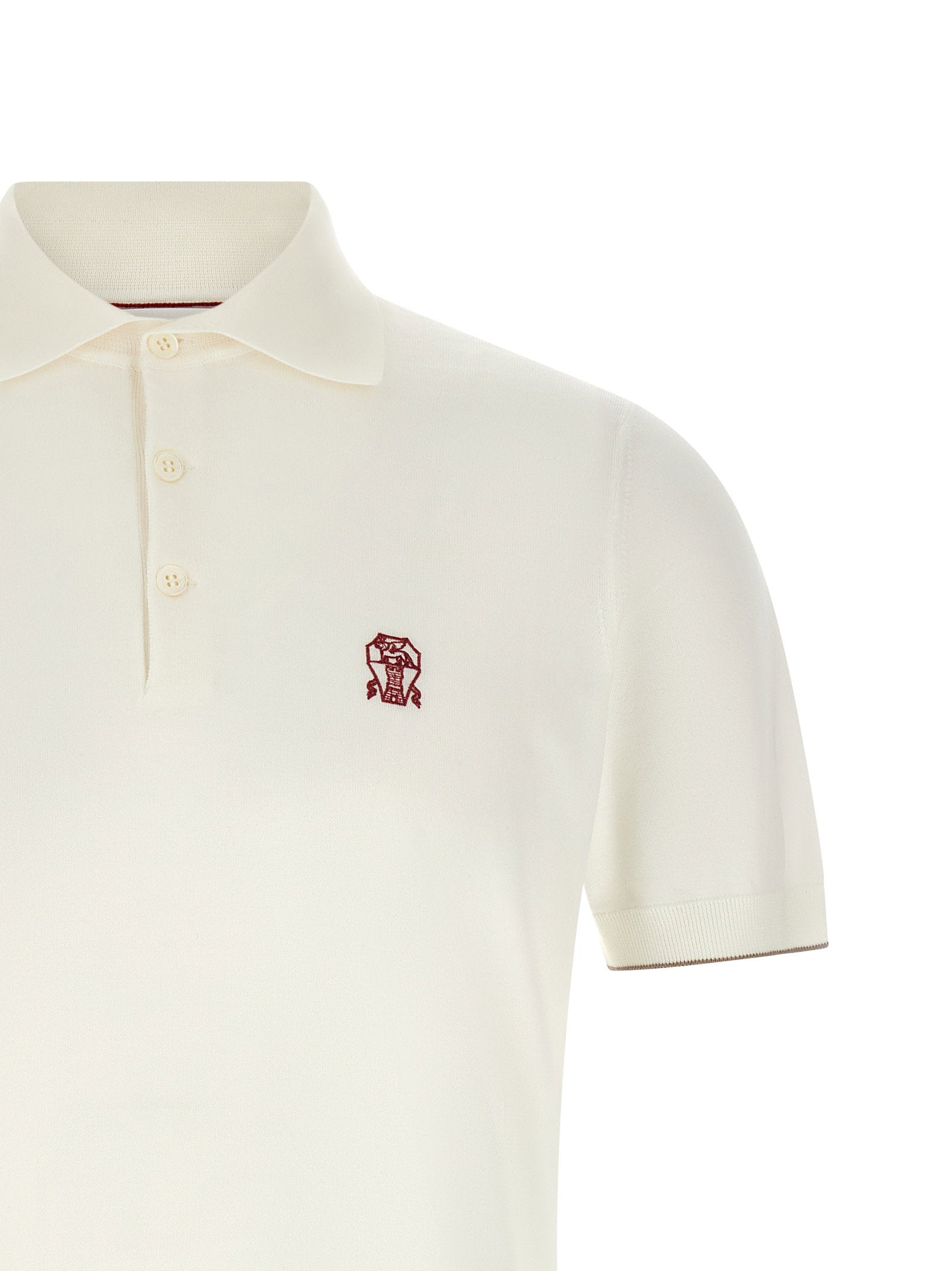 Brunello Cucinelli Men's Logo Embroidery Polo Shirt