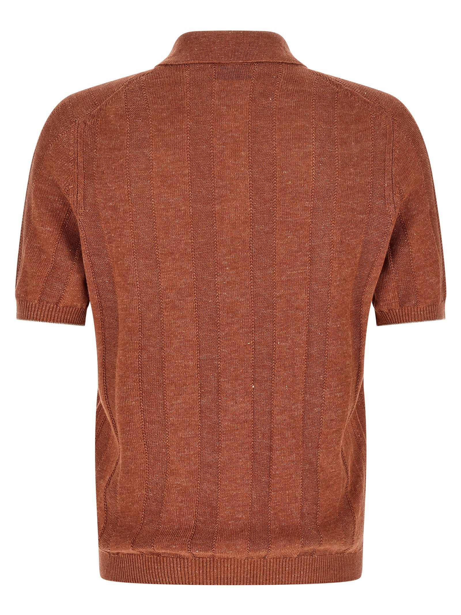 Brunello Cucinelli Men's Wide Ribbed Polo Shirt