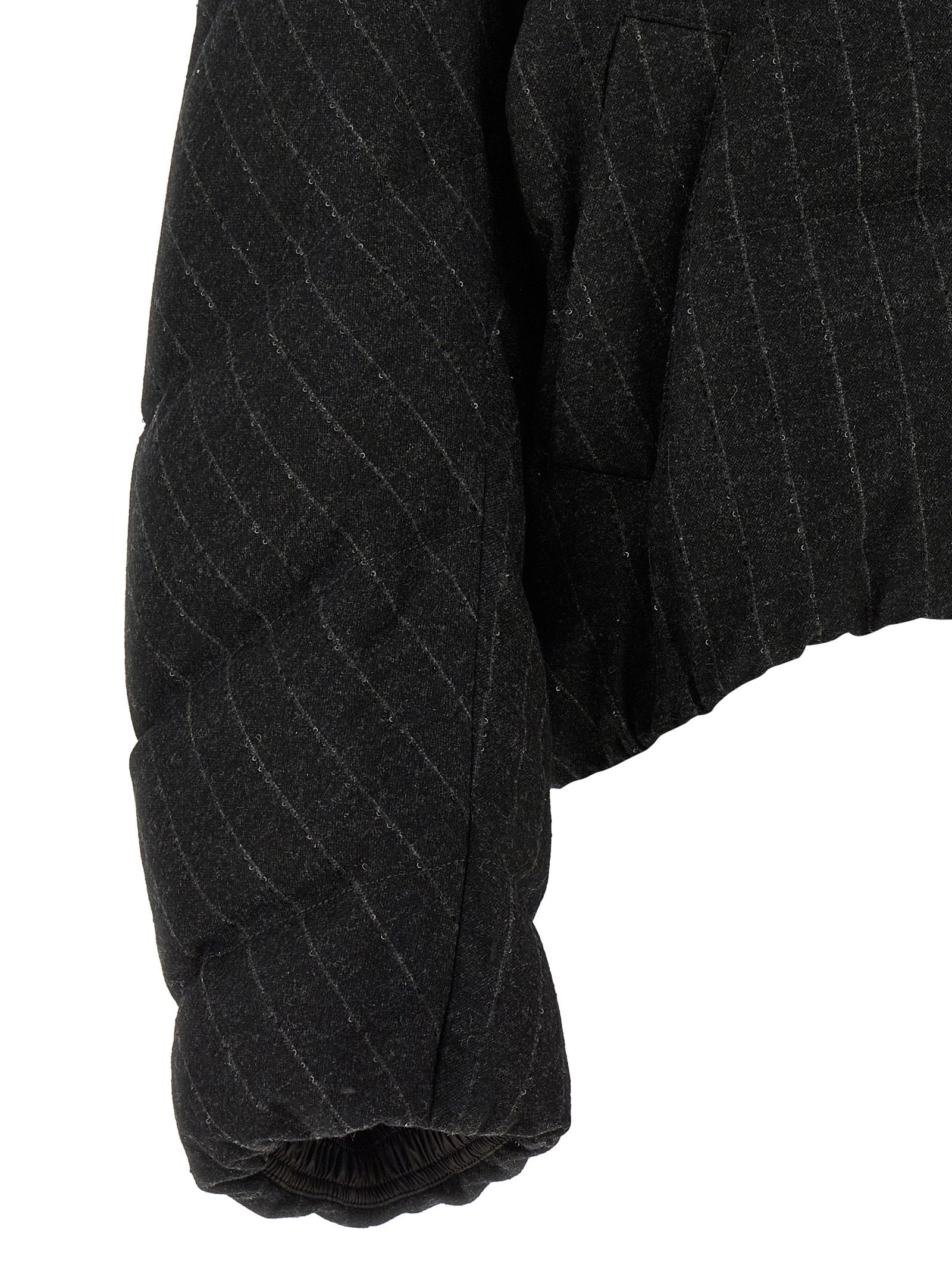Brunello Cucinelli Women's Micro Sequin Pinstriped Crop Down Jacket