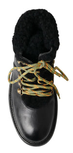 Dolce & Gabbana Elegant Shearling Style Men's Leather Men's Boots