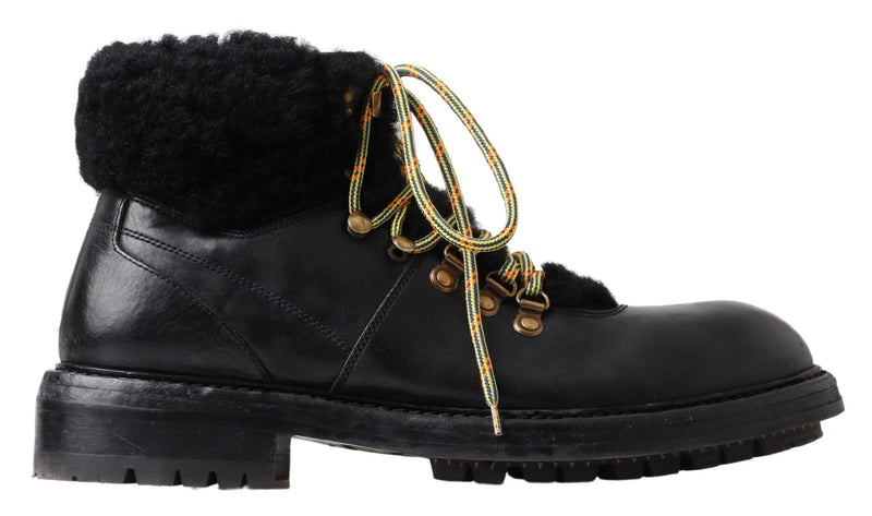 Dolce & Gabbana Elegant Shearling Style Men's Leather Men's Boots