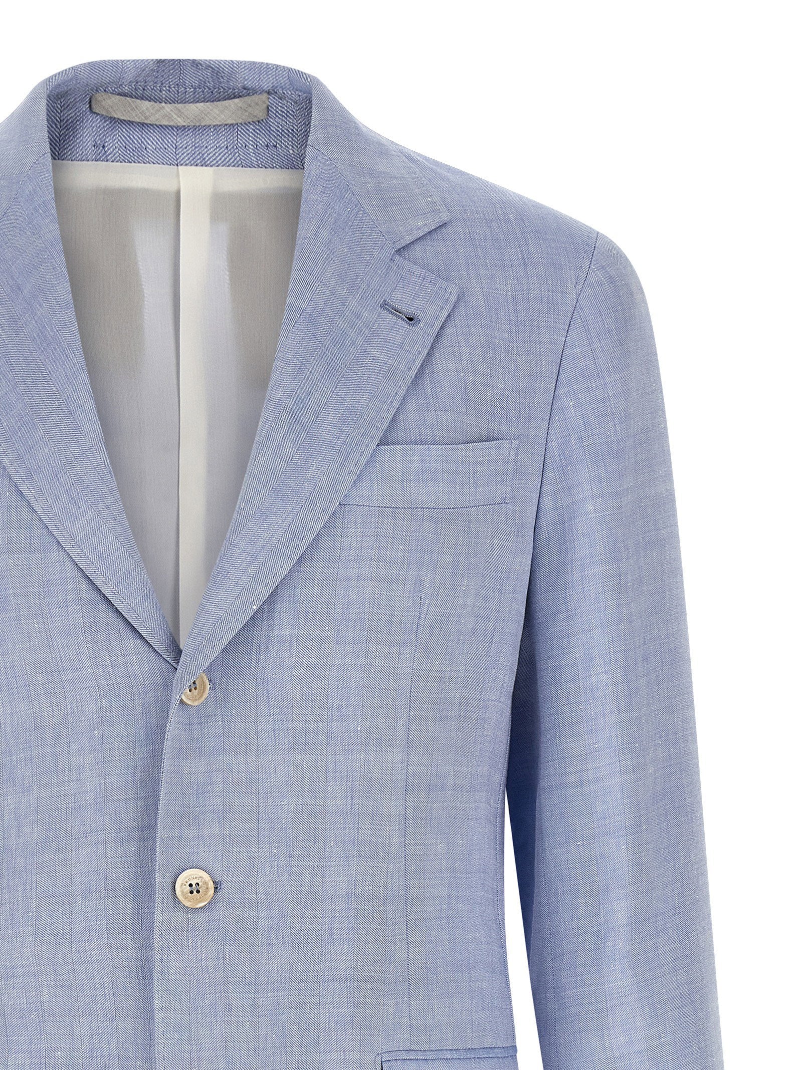 Brunello Cucinelli Men's Linen And Wool Chevron Blazer