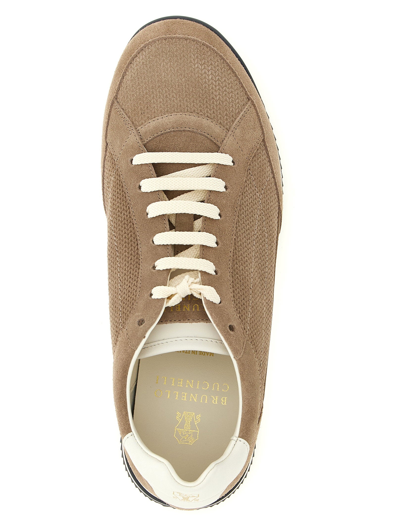 Brunello Cucinelli Men's Knit-Effect Suede Sneakers