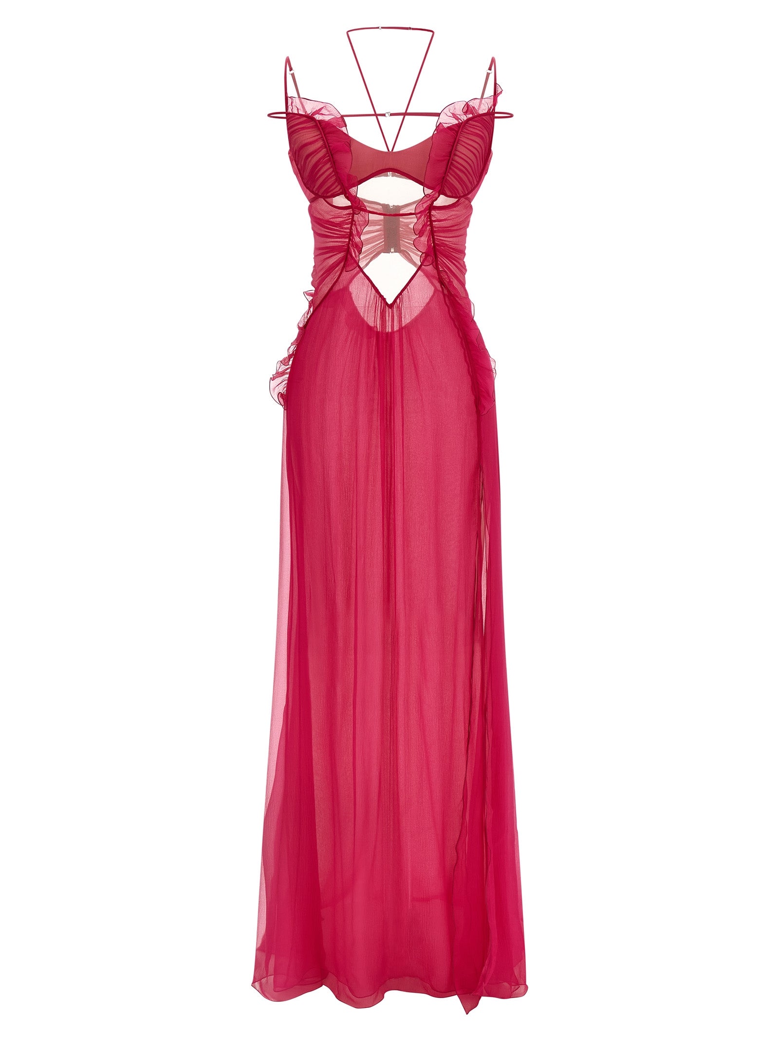 Nensi Dojaka Women's Frilled Gown With Cutouts Dress