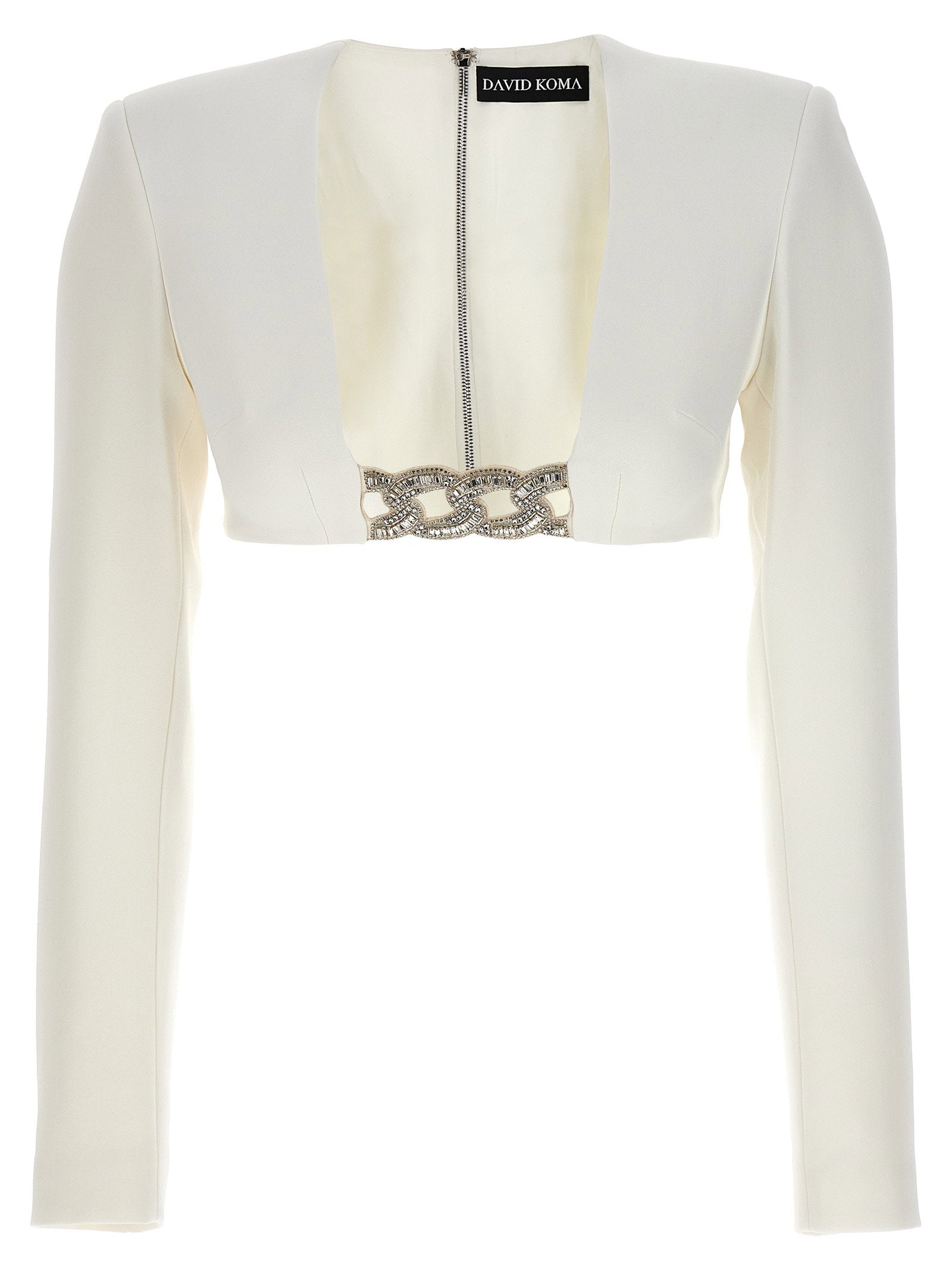 David Koma Women's Top 3D Crystsal Chain And Square Neck