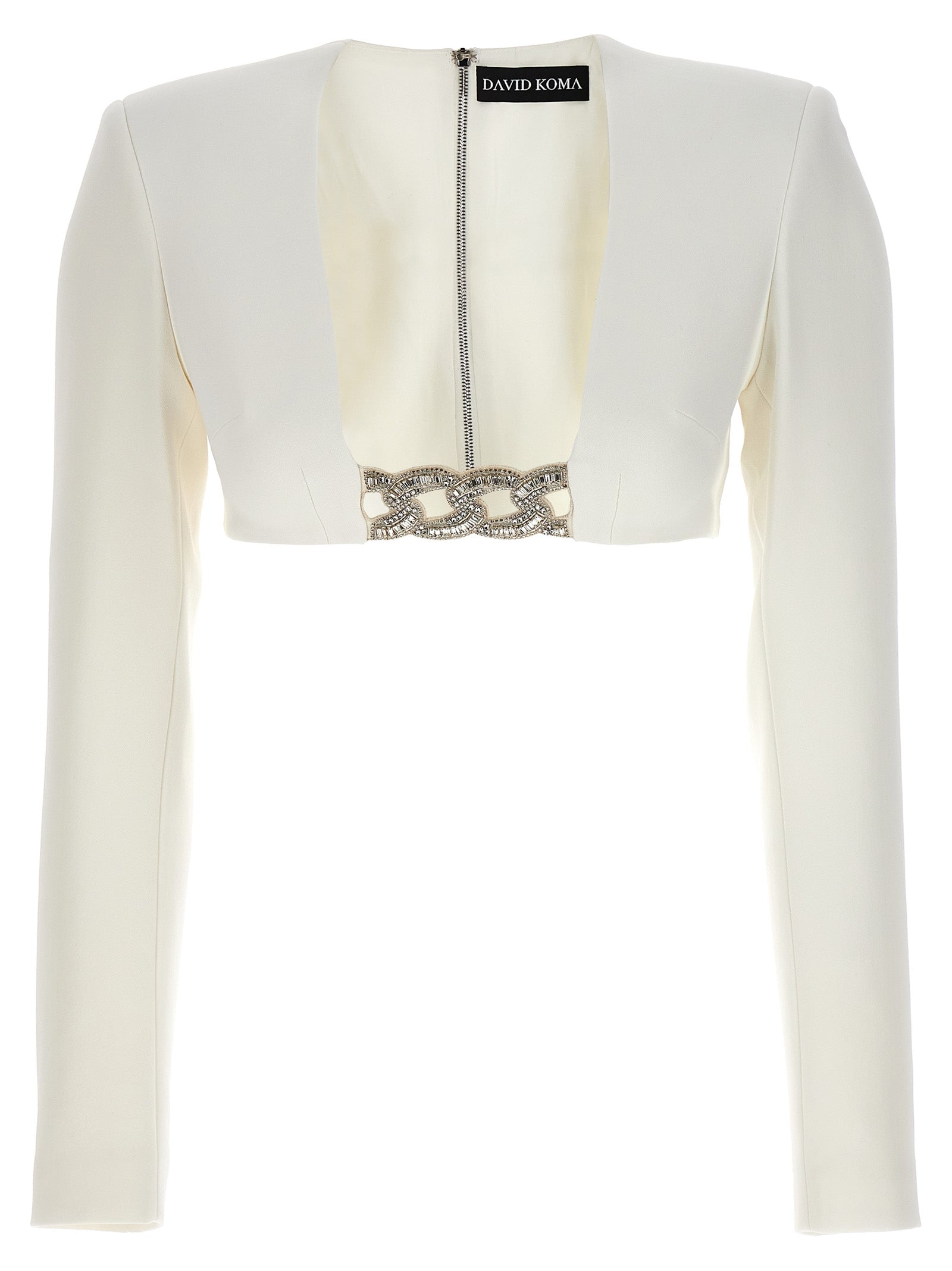 David Koma Women's Top 3D Crystsal Chain And Square Neck