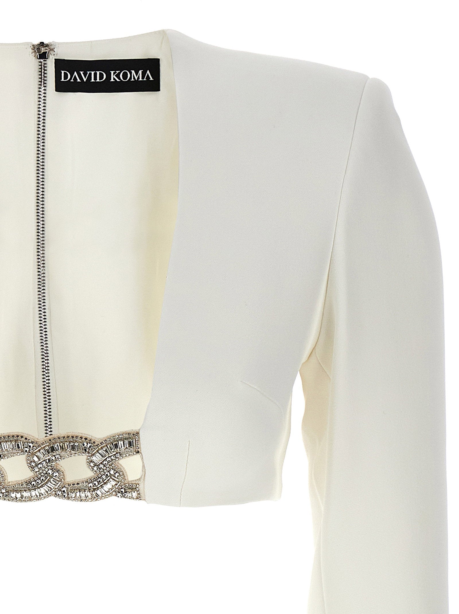 David Koma Women's Top 3D Crystsal Chain And Square Neck