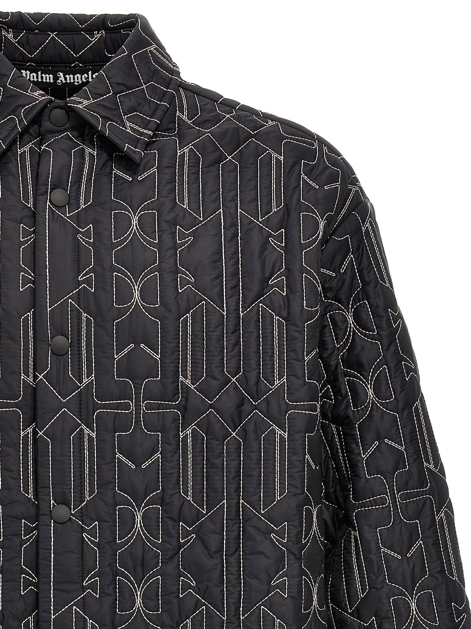 Palm Angels Men's All Monogram Quilted Dover Jacket