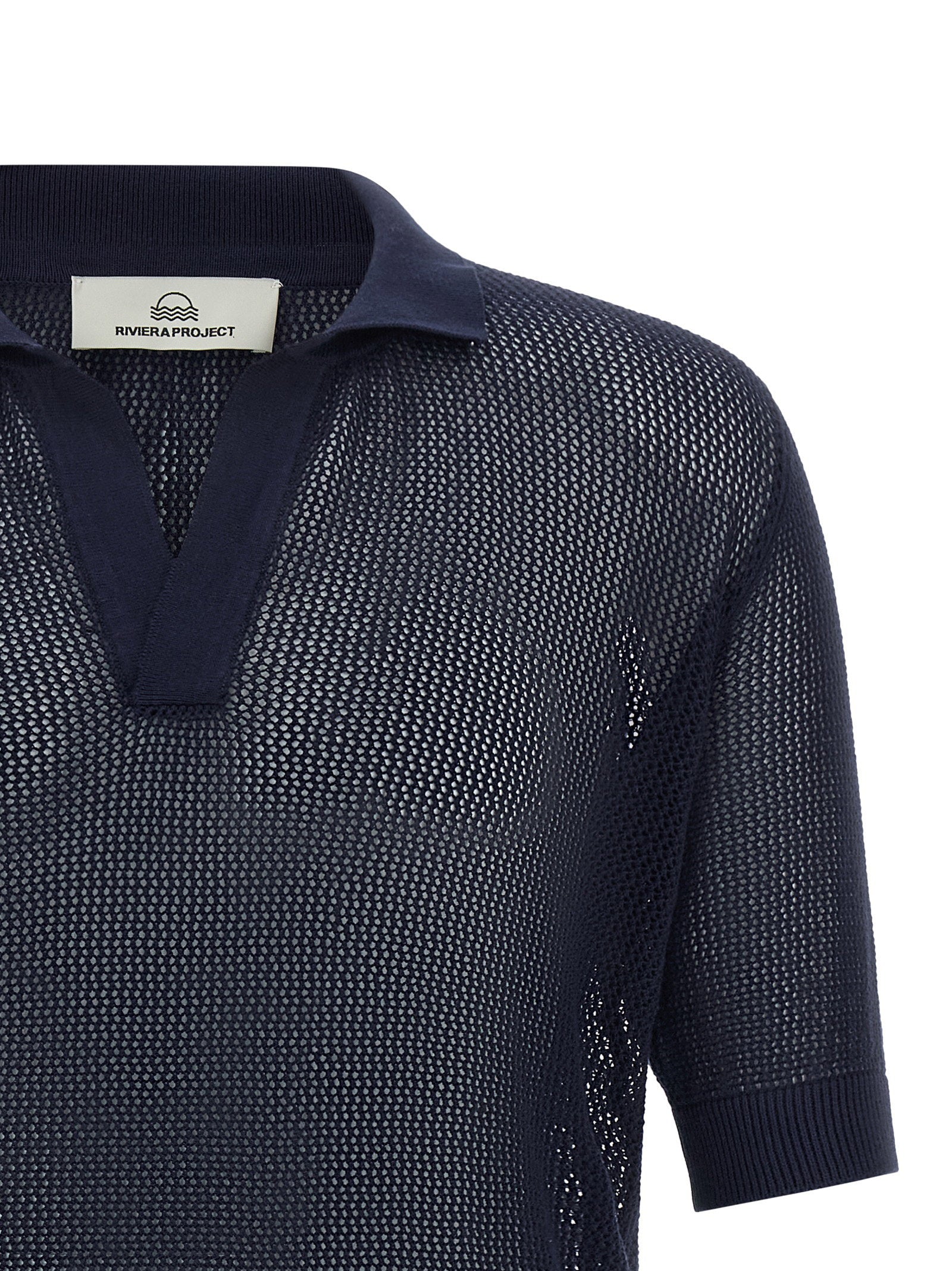 Riviera Project Men's Openwork Cotton Polo Shirt