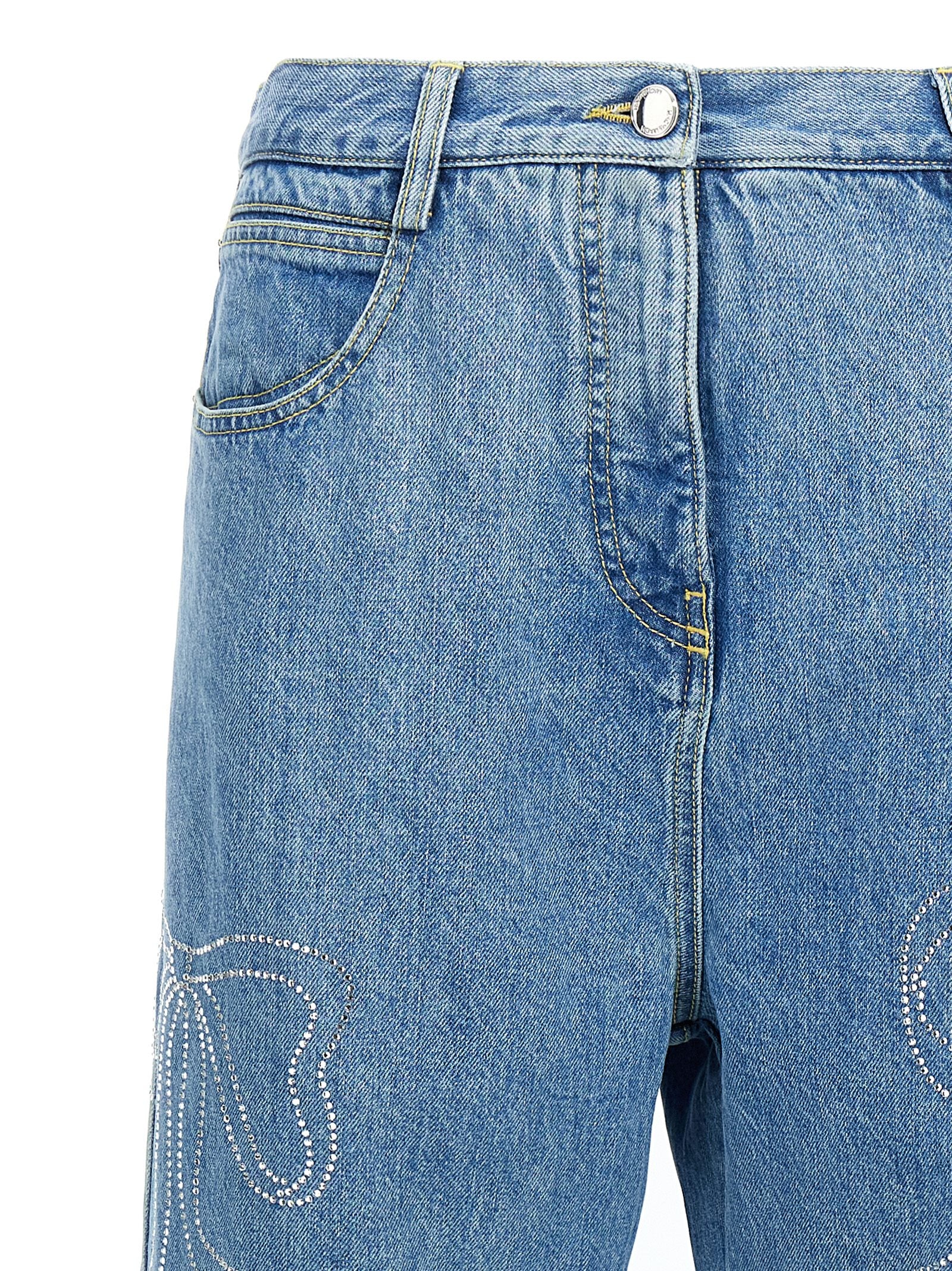 Mach & Mach Women's Crystal Ribbon Hot Fix Jeans