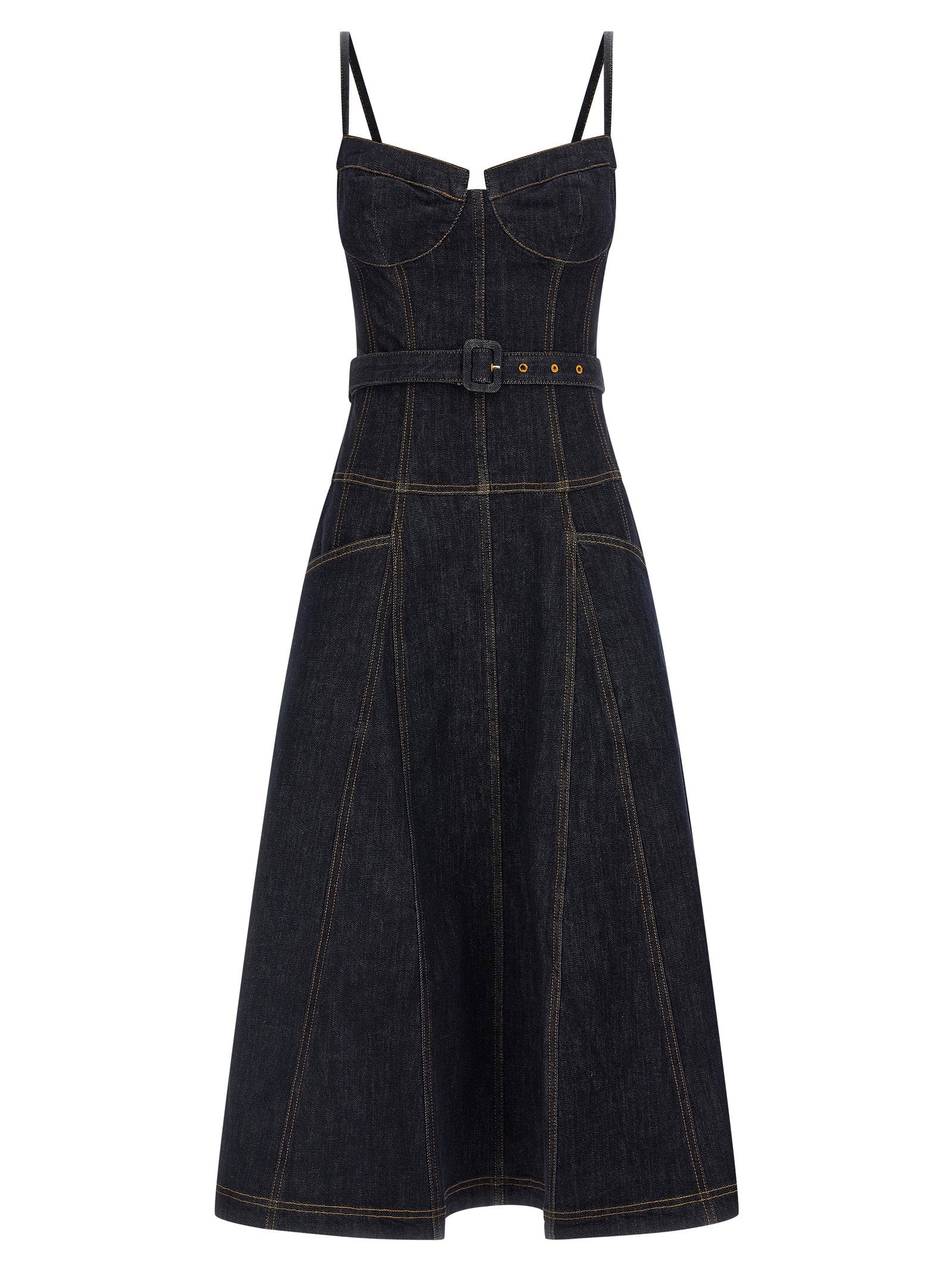 Self-Portrait Women's Indigo Denim Flared Midi Dress