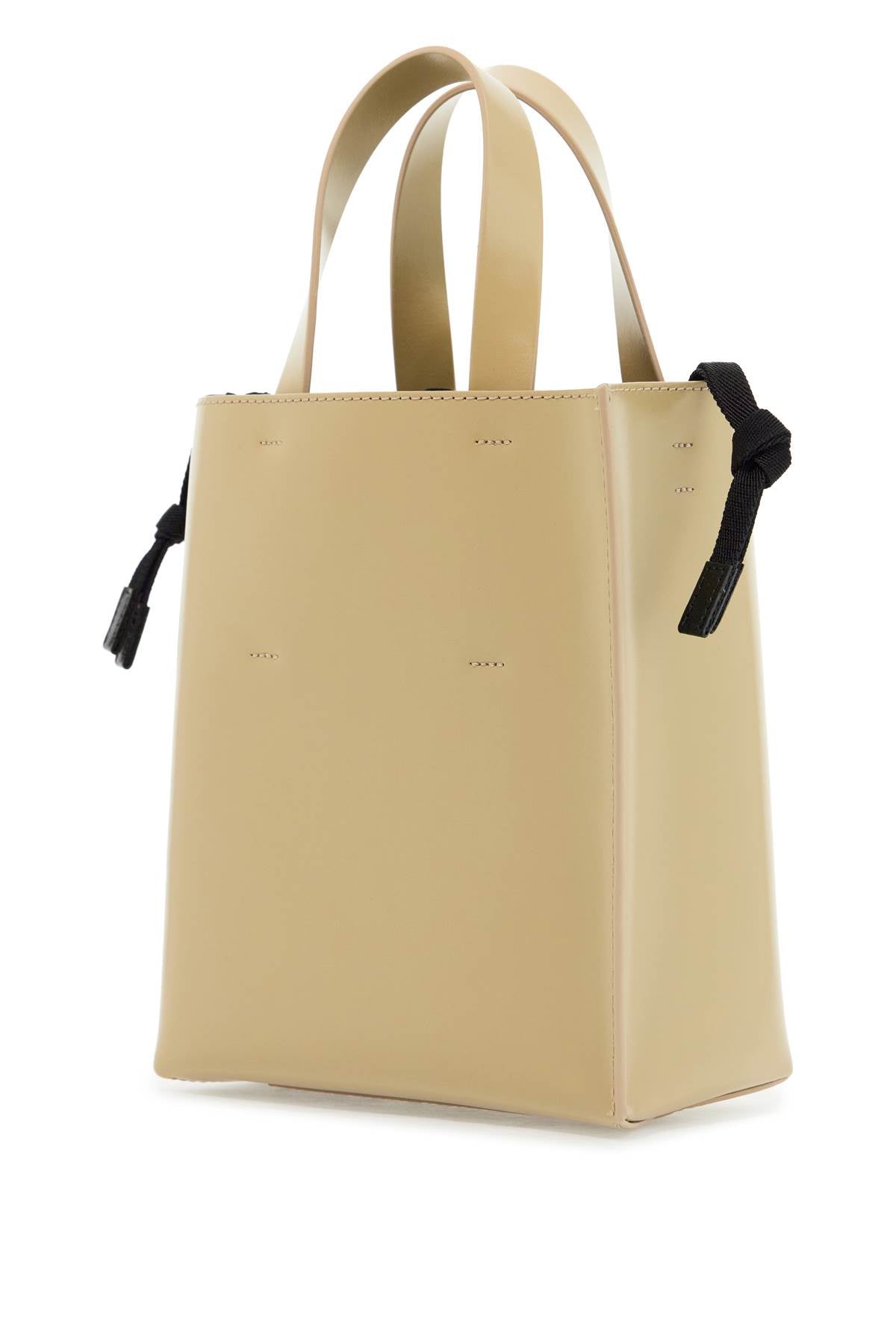 Marni Women's Beige Leather Shopping Bag With Short Handles And Shoulder Strap