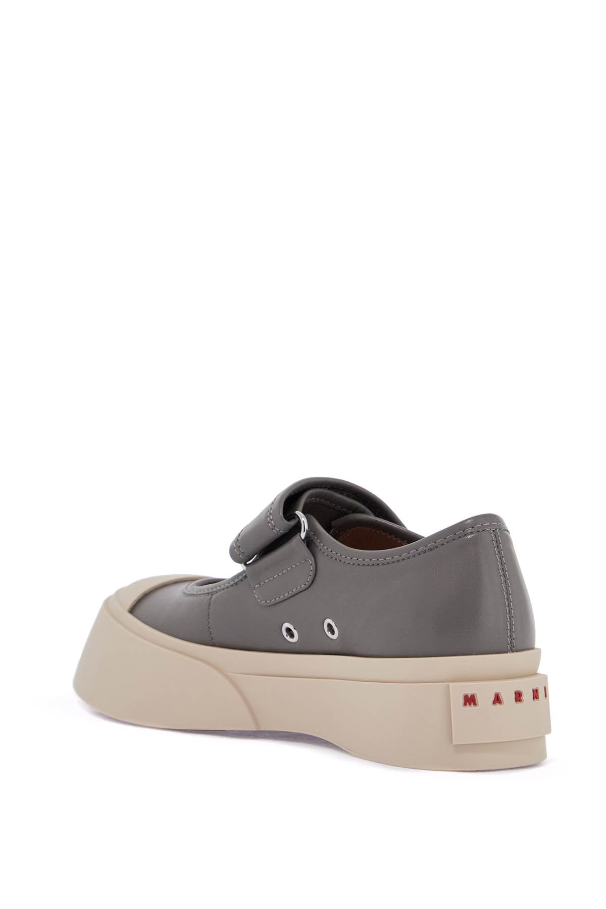 Marni Women's Gray Calfskin Low-Top Sneakers With Hook-And-Loop Closure
