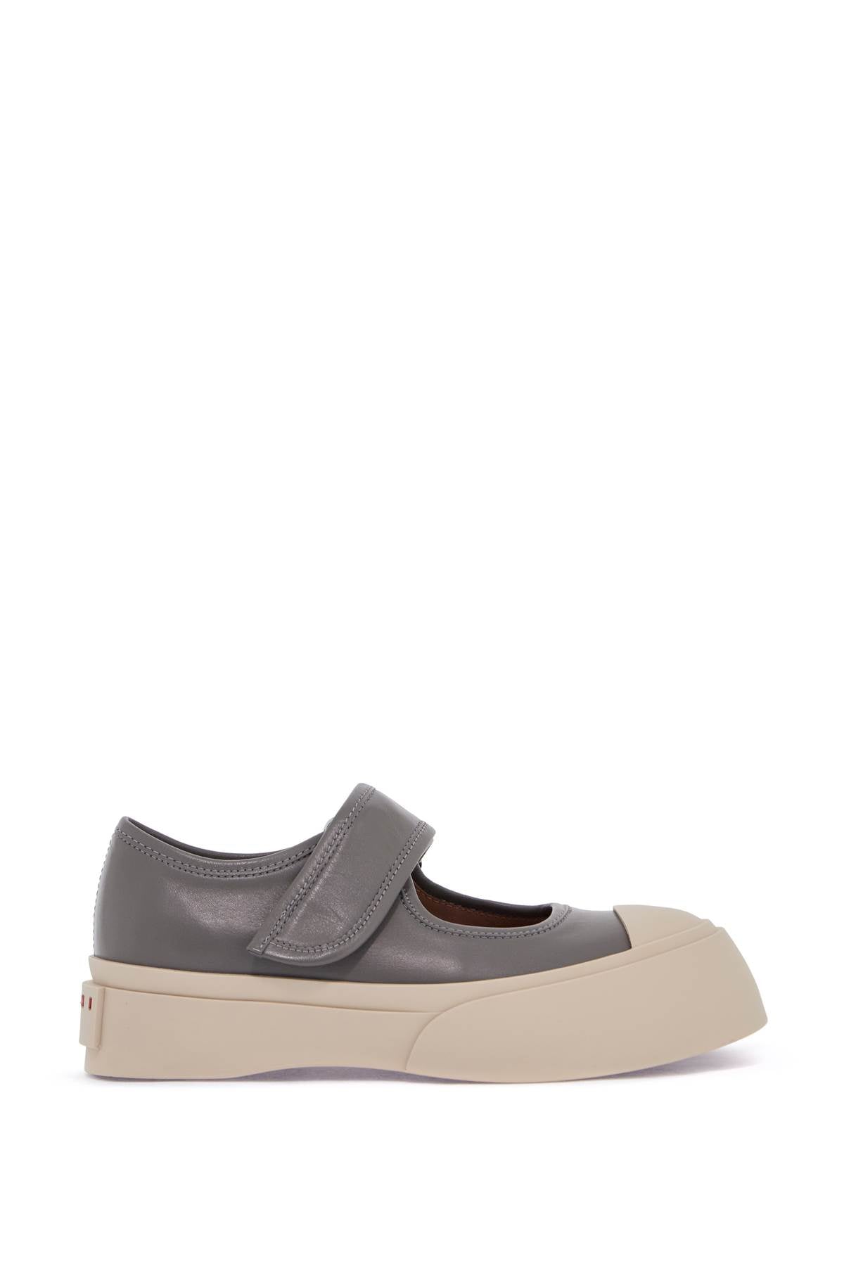 Marni Women's Gray Calfskin Low-Top Sneakers With Hook-And-Loop Closure
