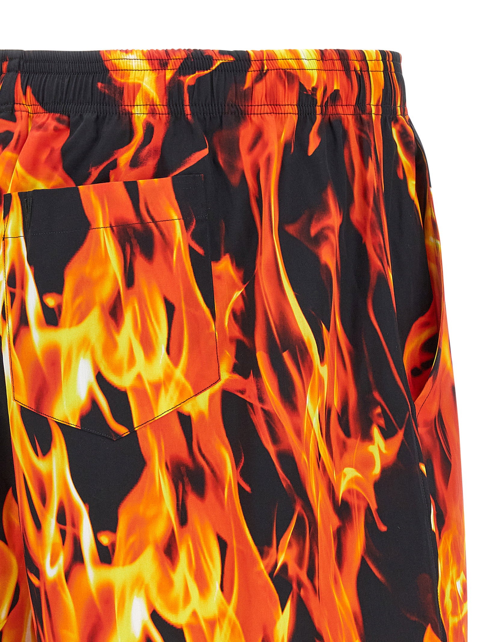 Vetements Men's Black & Orange Fire Bermuda Shorts