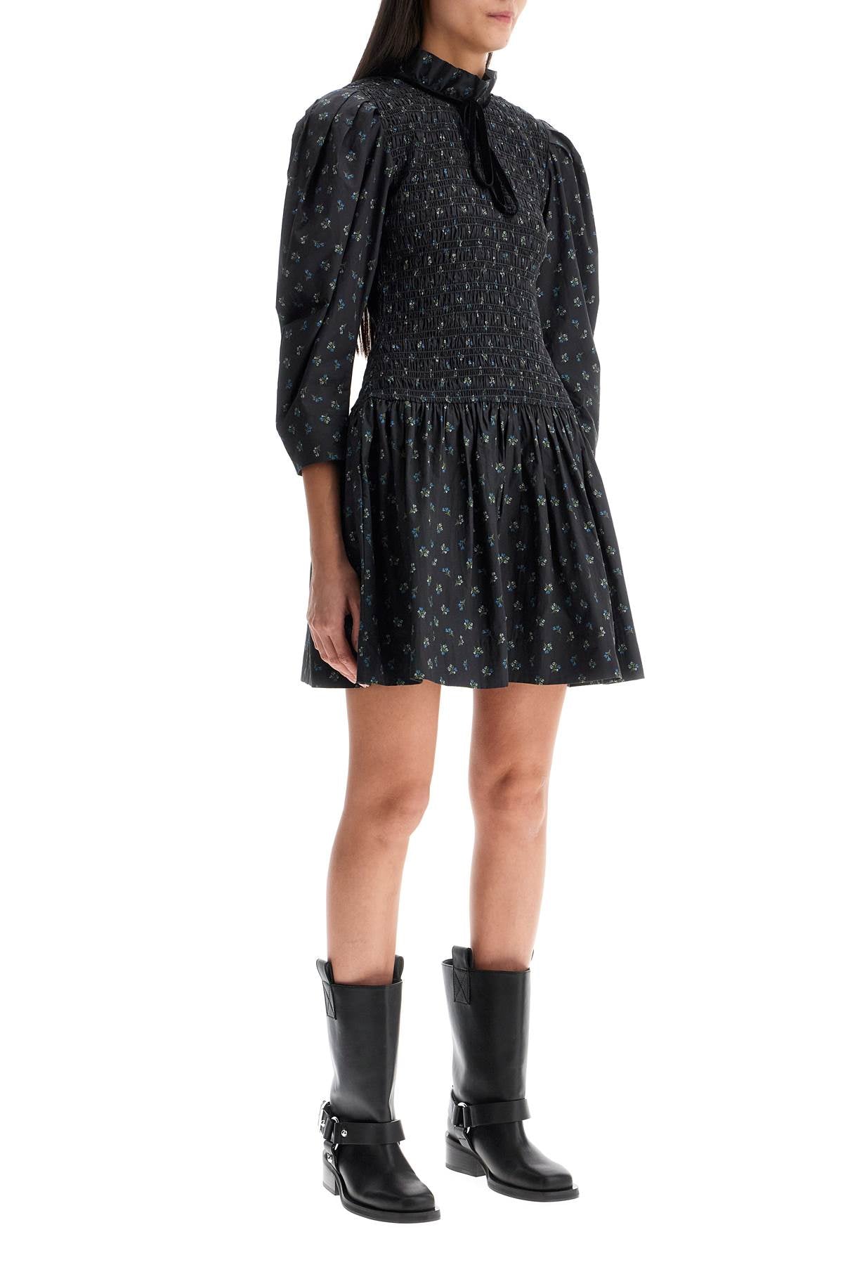 Ganni Women's Printed Cotton Smock Mini Dress