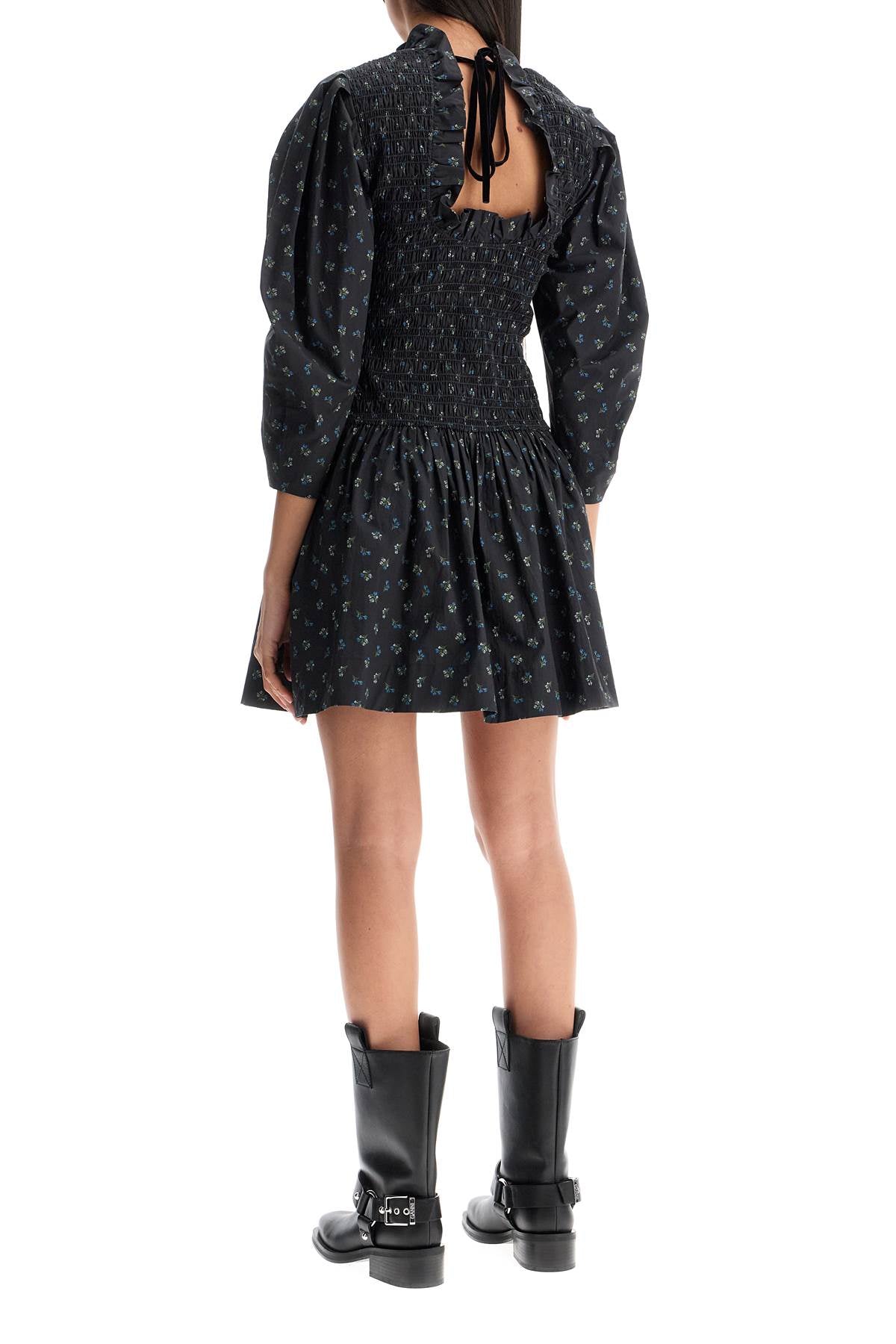 Ganni Women's Printed Cotton Smock Mini Dress