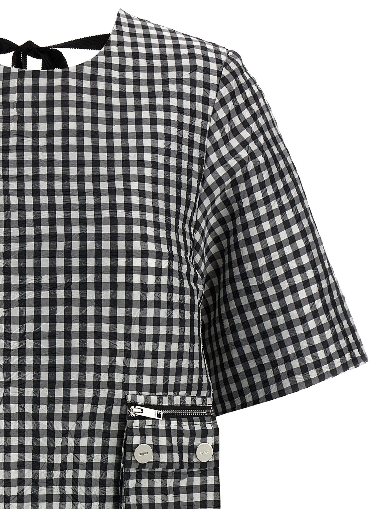 Ganni Women's Crinkled Check Mini Dress