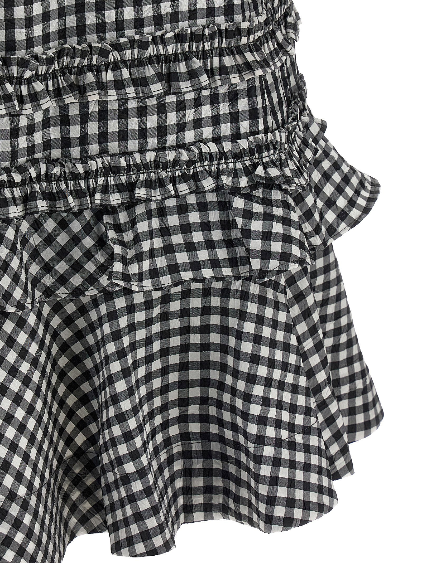 Ganni Women's Crinkled Check Mini Dress