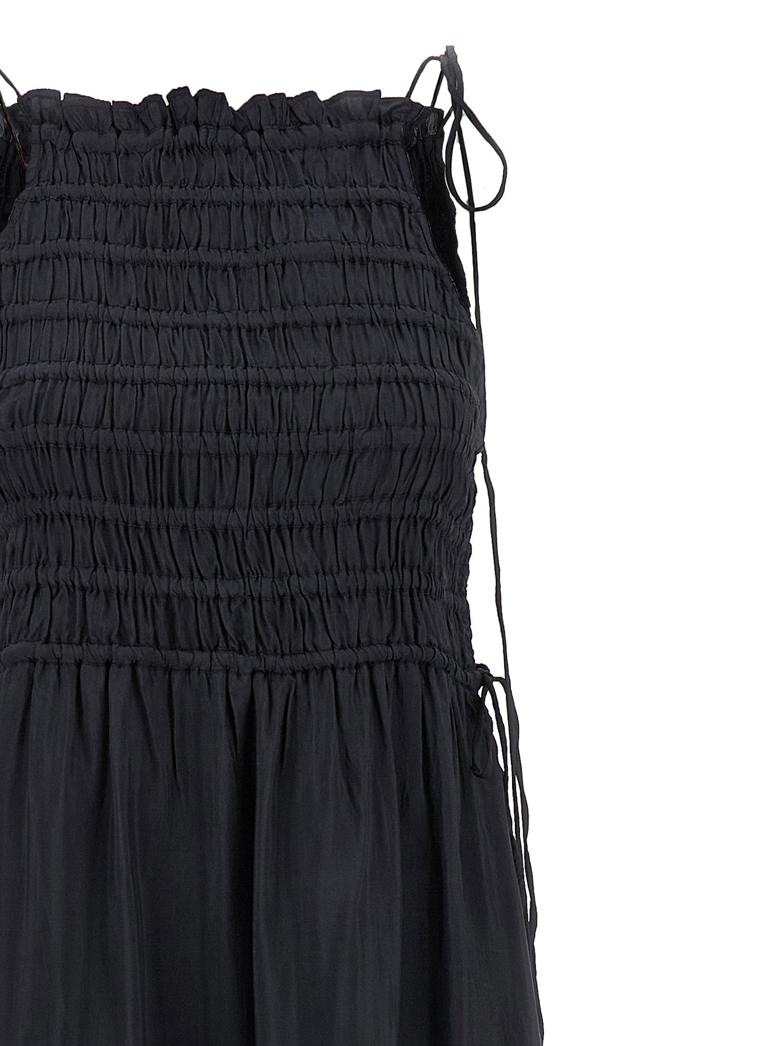 Ganni Women's Black Smock Tie Dress